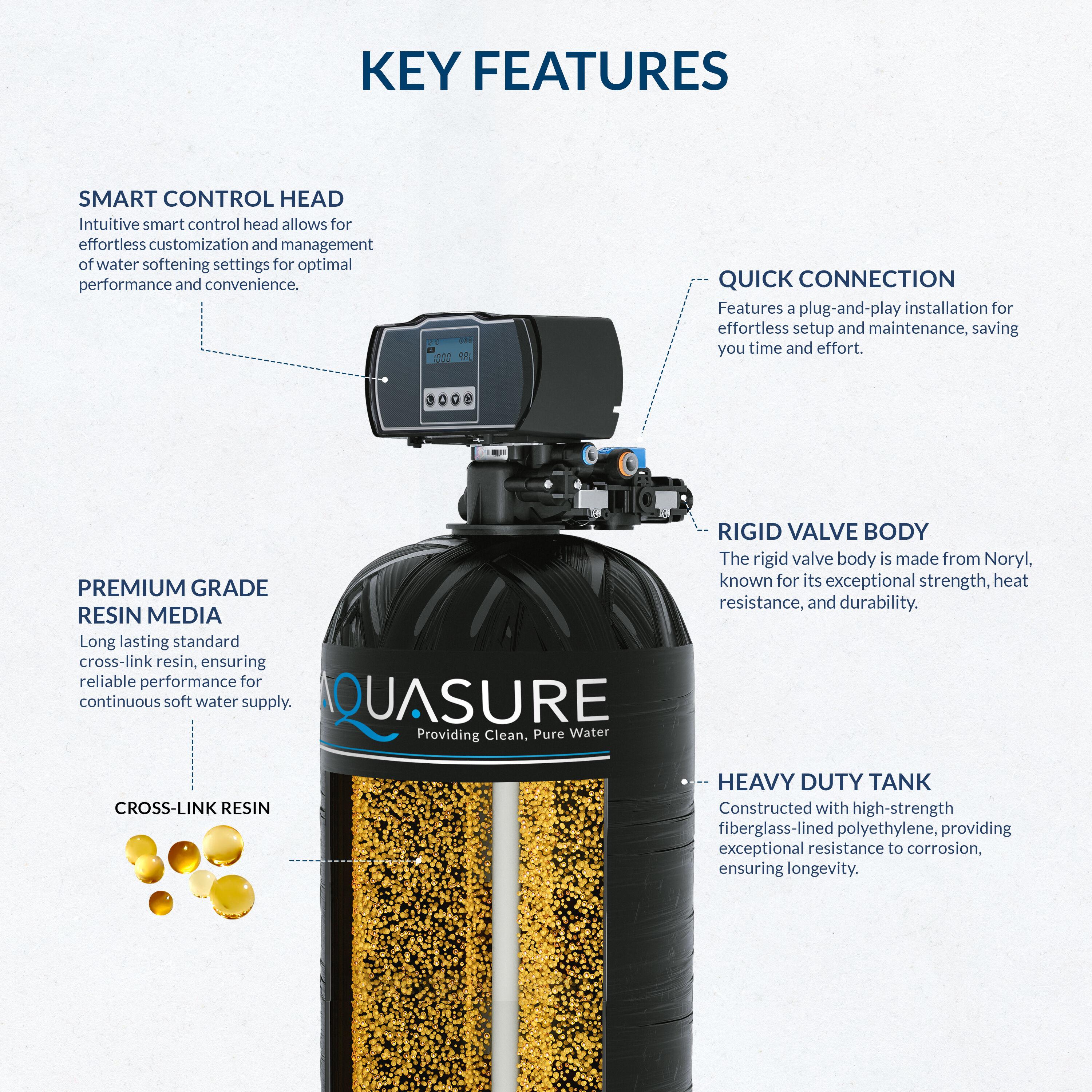 Aquasure AS-HS32D Aquasure Harmony Series 32,000 Grains Whole House Water Softener for 1-3 bathrooms (AS-HS32D)