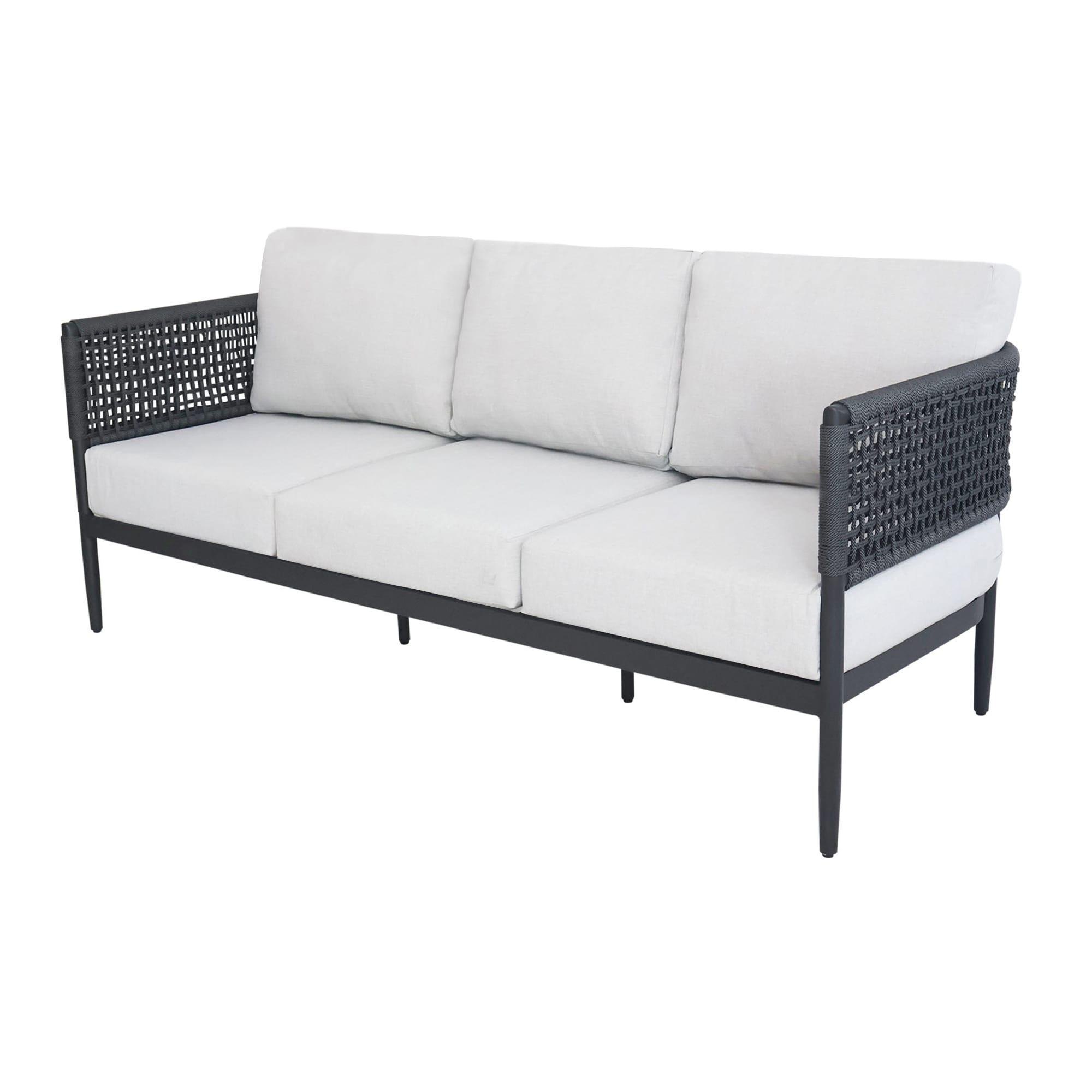International Concepts 5pc Woven Abaca Rope Outdoor Patio Conversation Furniture Sets: Includes Rockers, Aluminum Frame