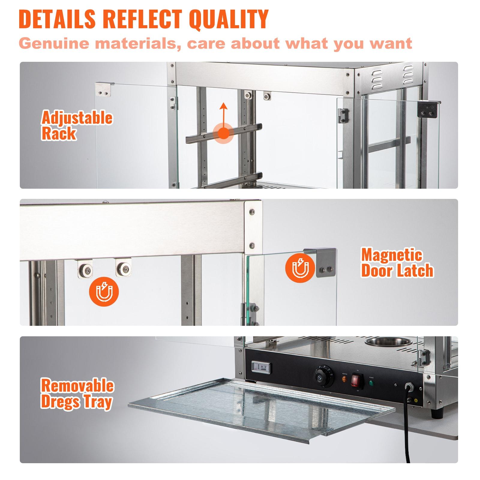 VEVOR 2-Tier Commercial Food Warmer Display - Countertop Pizza Cabinet with Light