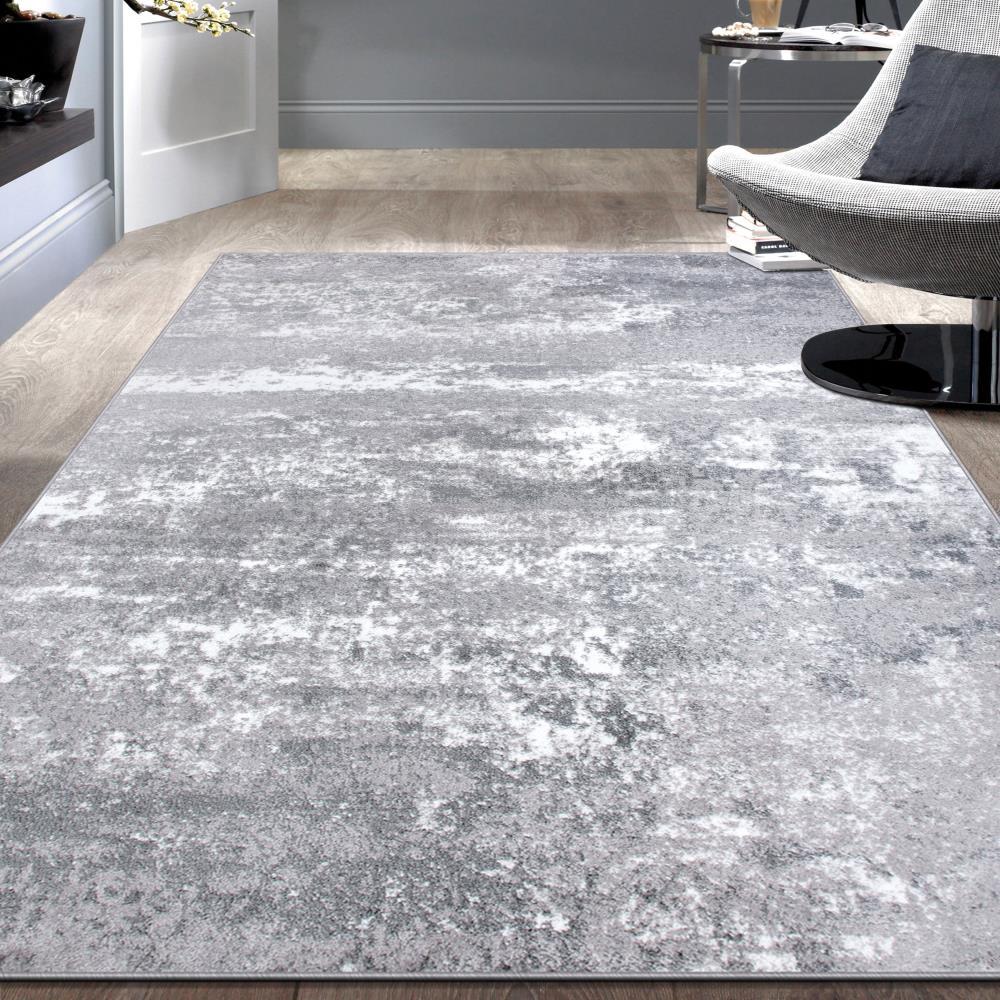 World Rug Gallery Distressed Abstract Watercolor Gray 5' x 7' Area Rug