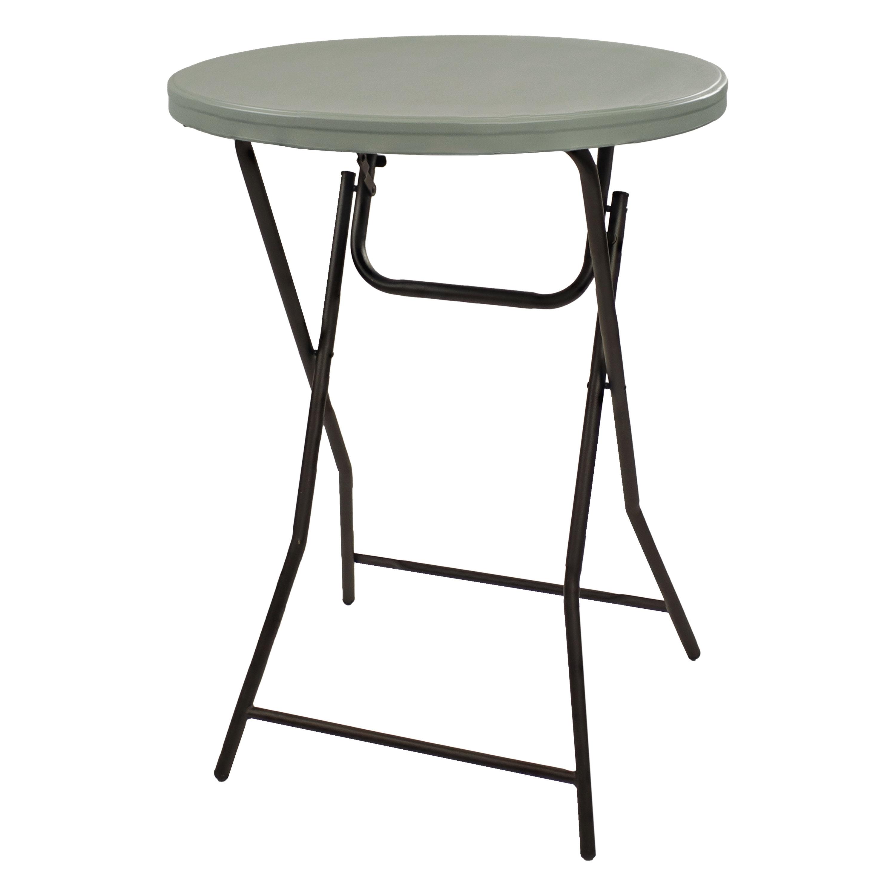 Sunnydaze Outdoor Folding Round Patio Bar-Height Table with Iron Legs and Plastic Top - 31.75" - Gray