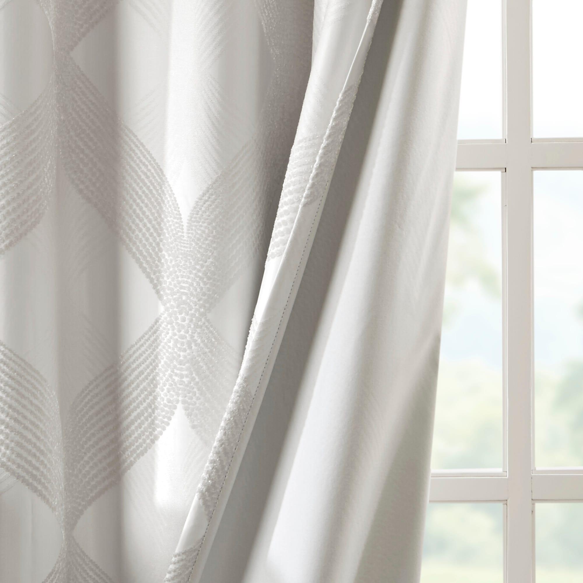 Madison Park Bentley Ogee Knitted Jacquard Geometric Total Blackout Single Curtain Panel