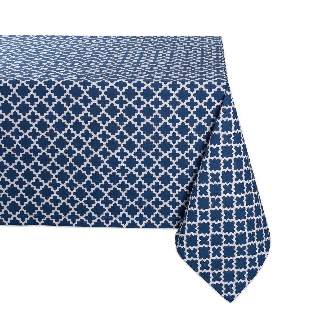 Nautical Blue and White Cotton Rectangular Tablecloth