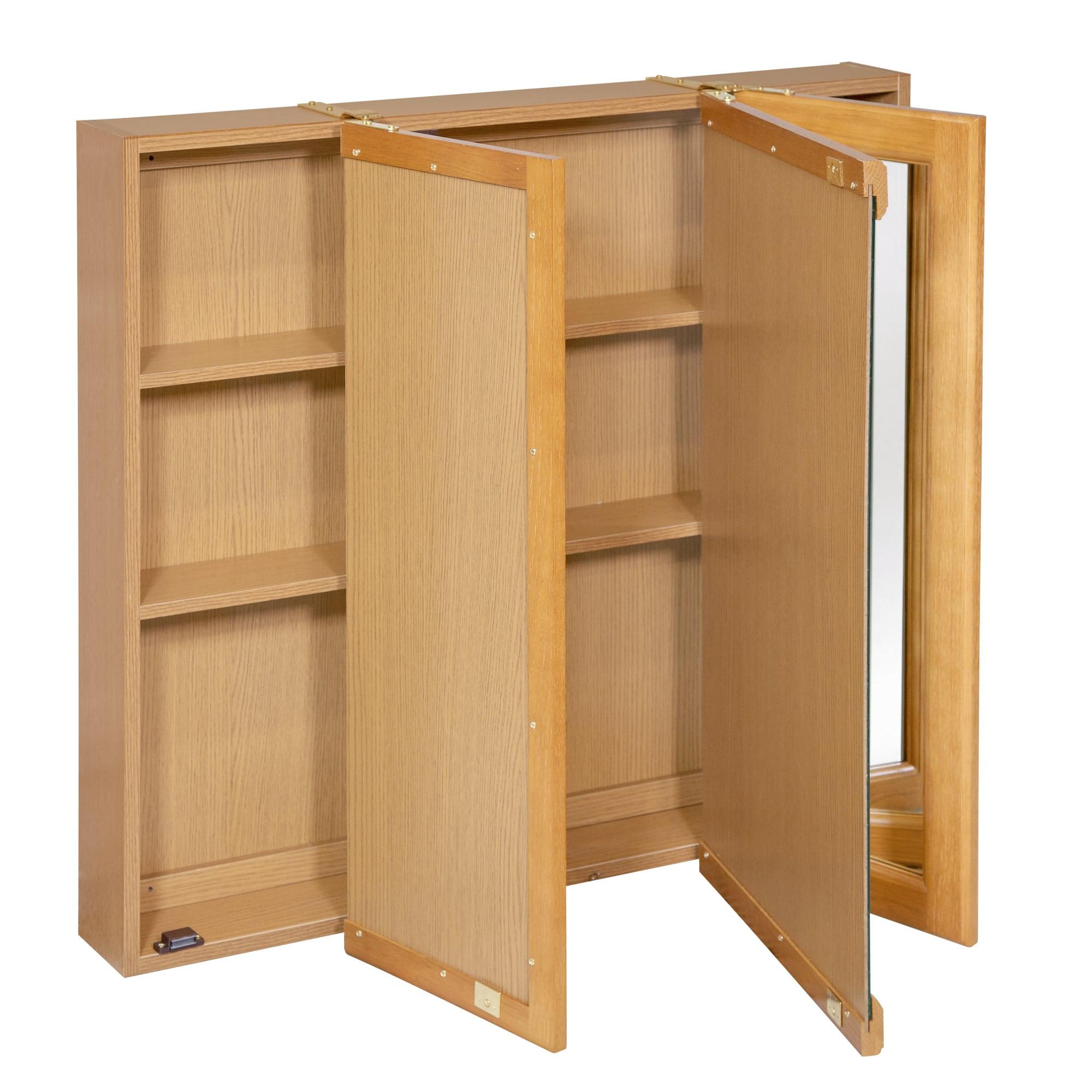 Design House 36" Tri-View Wall Mount Bathroom Medicine Cabinet, Nutmeg Oak