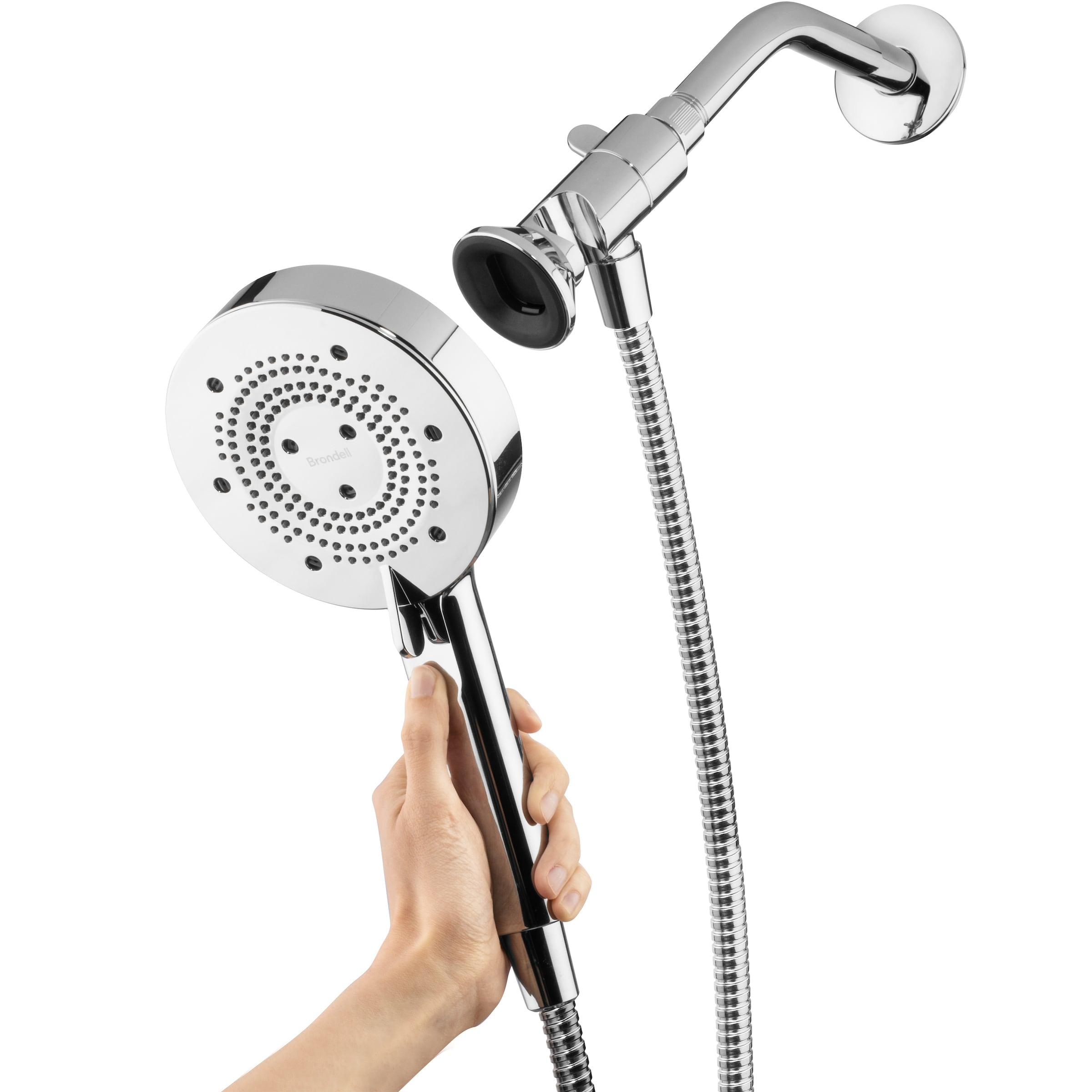 Brondell Nebia Yuba HaloNetic Double Dock Magnetic Handheld Shower Head, 60" Stainless Steel Hose, 5-Setting, Chrome