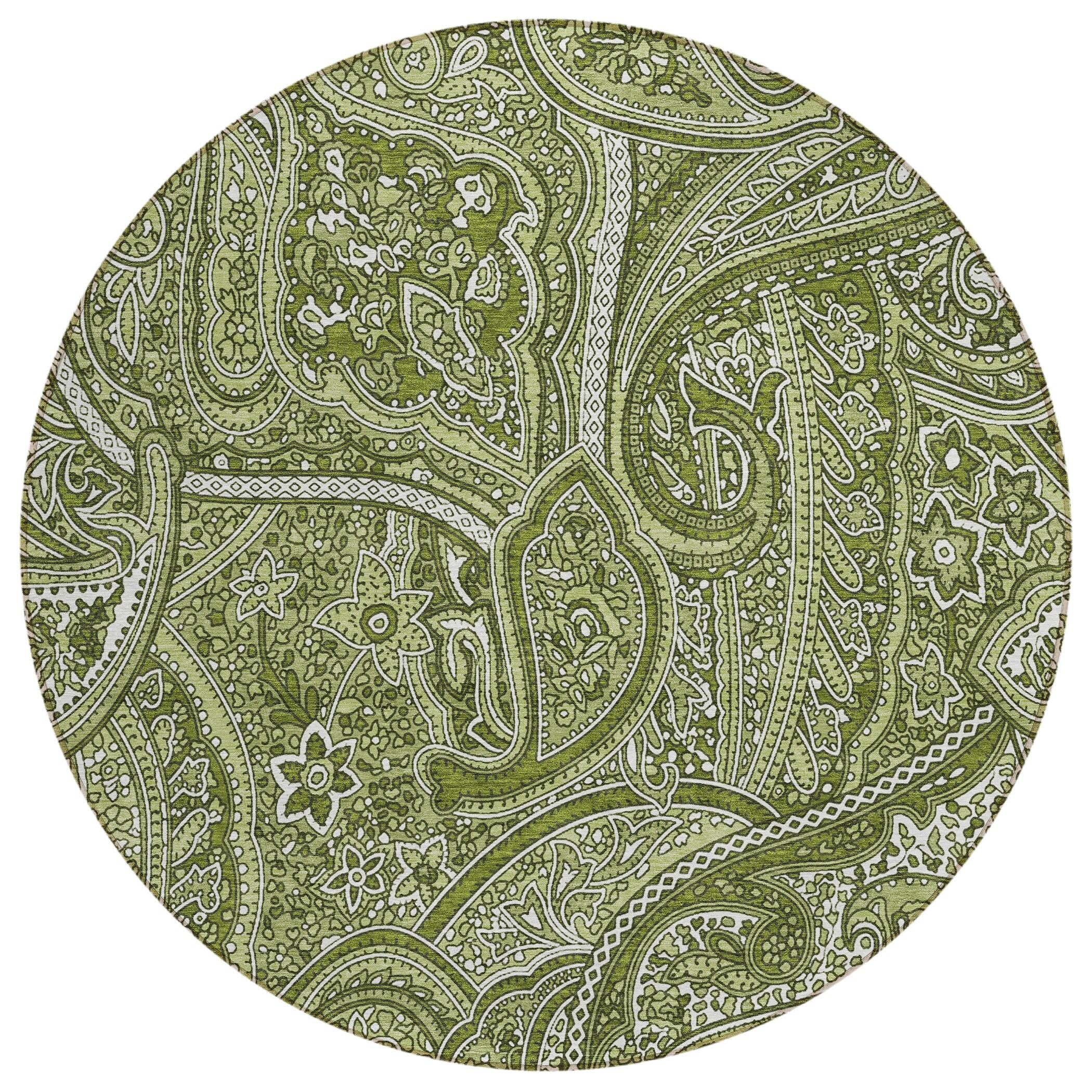 Addison Rugs Chantille ACN623GE 8 X 8 (ft) Green Round Indoor/Outdoor Geometric Machine Washable Area Rug