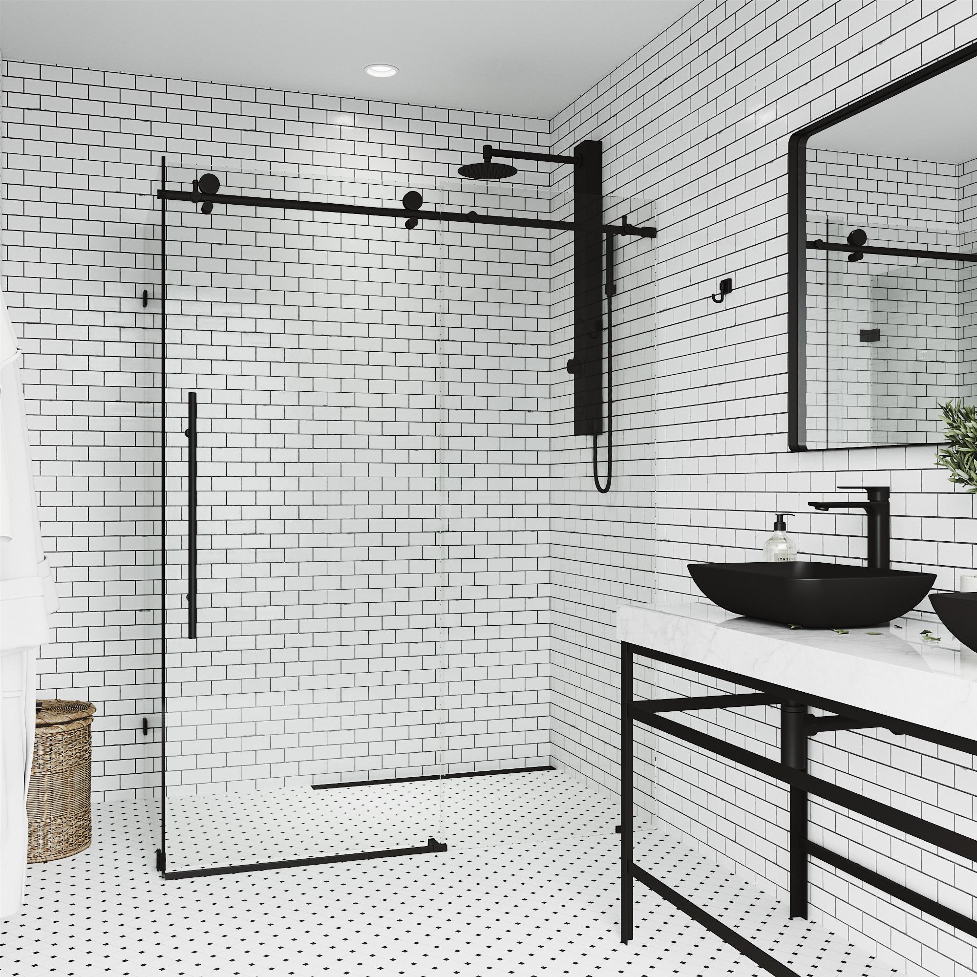 Elan E-class 46" W x 34" D x 76" H Sliding Frameless Shower Enclosure with 3/8" Clear Glass