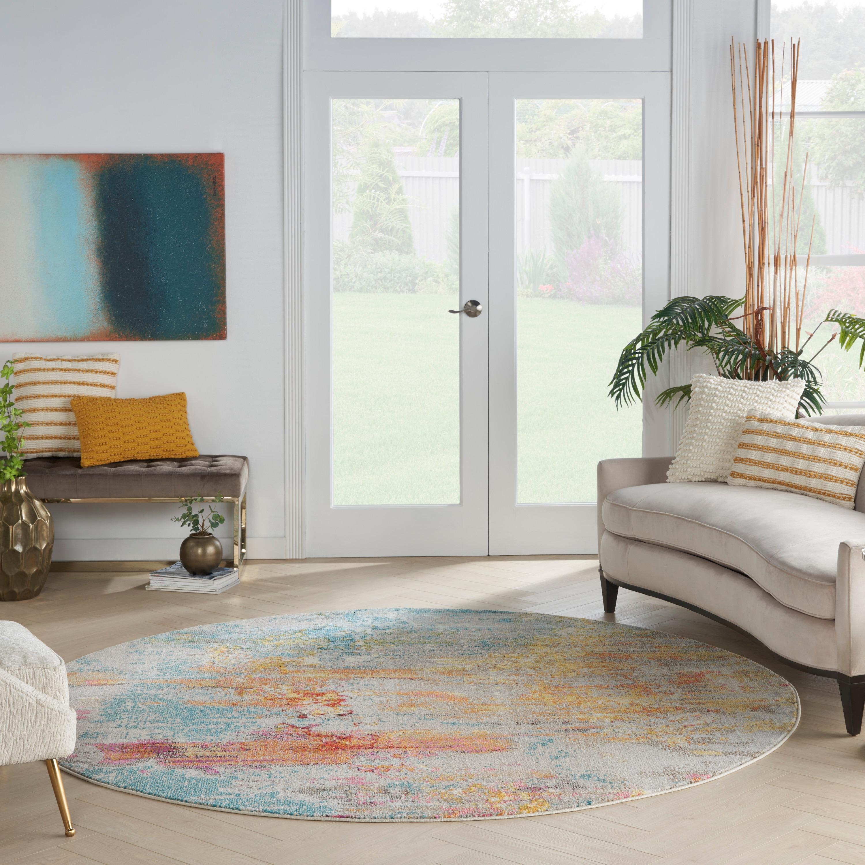 Wade Logan® Celestial 7’10” X Round Sealife Modern Indoor Rug