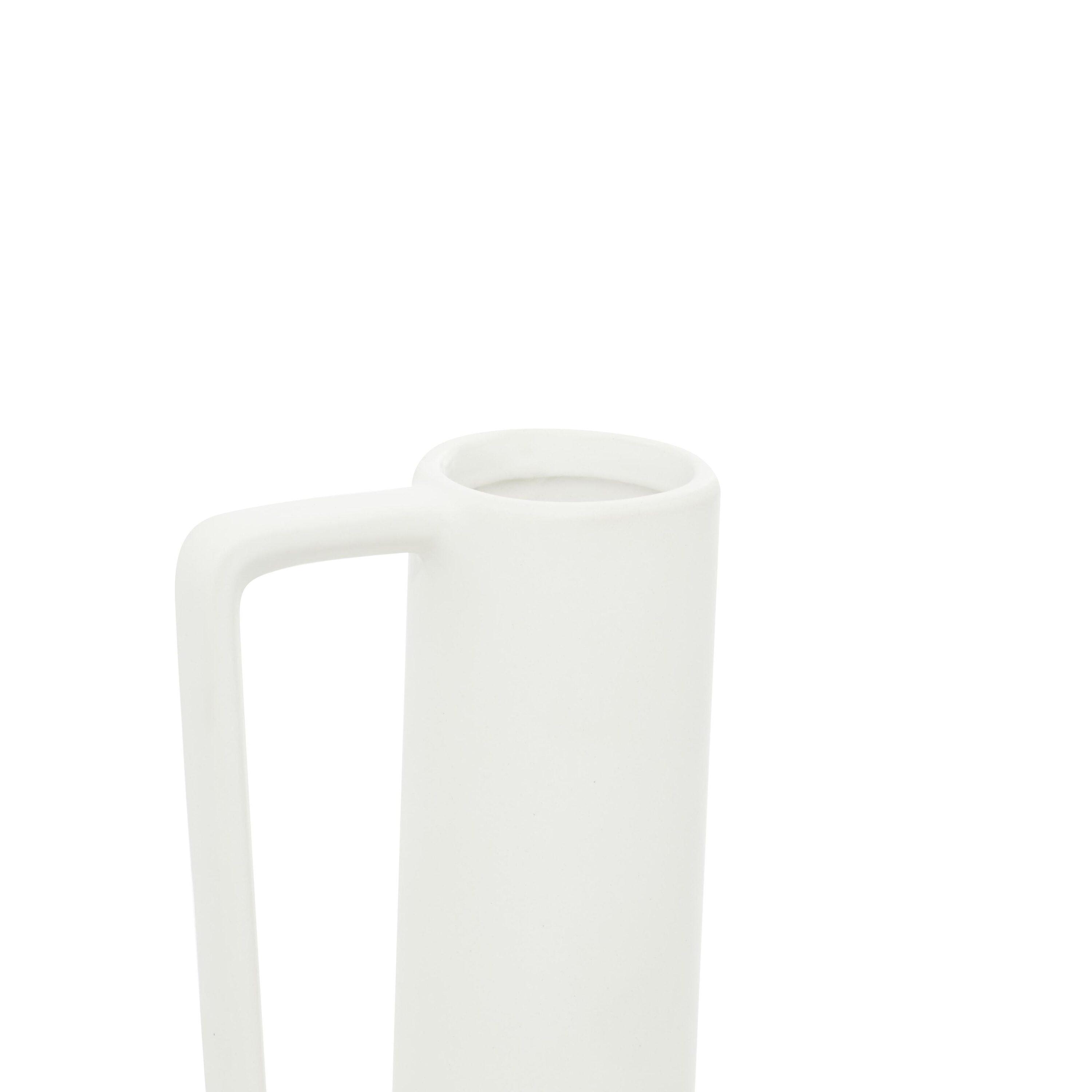 CosmoLiving by Cosmopolitan 13", 12", 11"H White Ceramic Vase with Handles, Set of 3