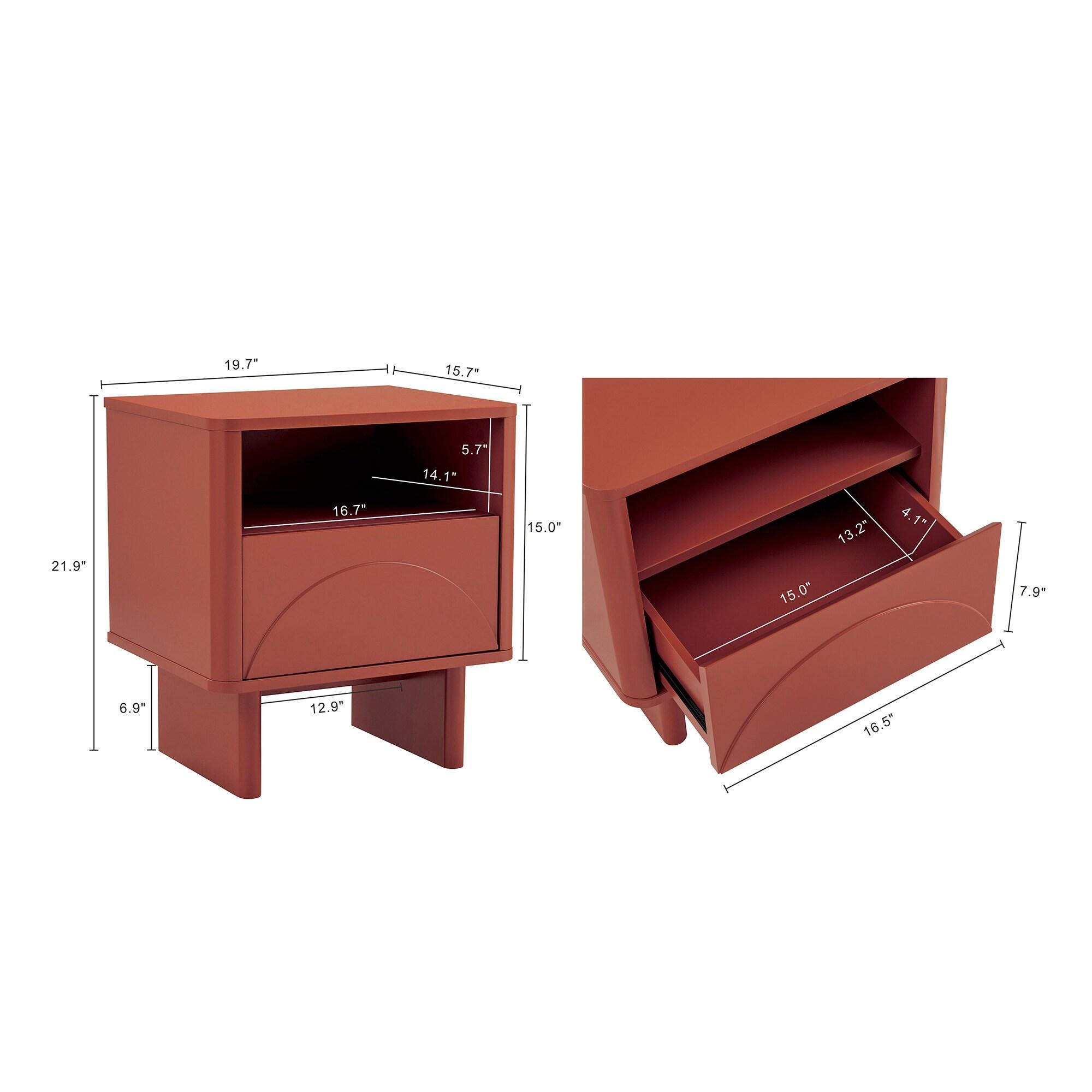 Ella Nightstand in Terracotta made from Engineered Wood