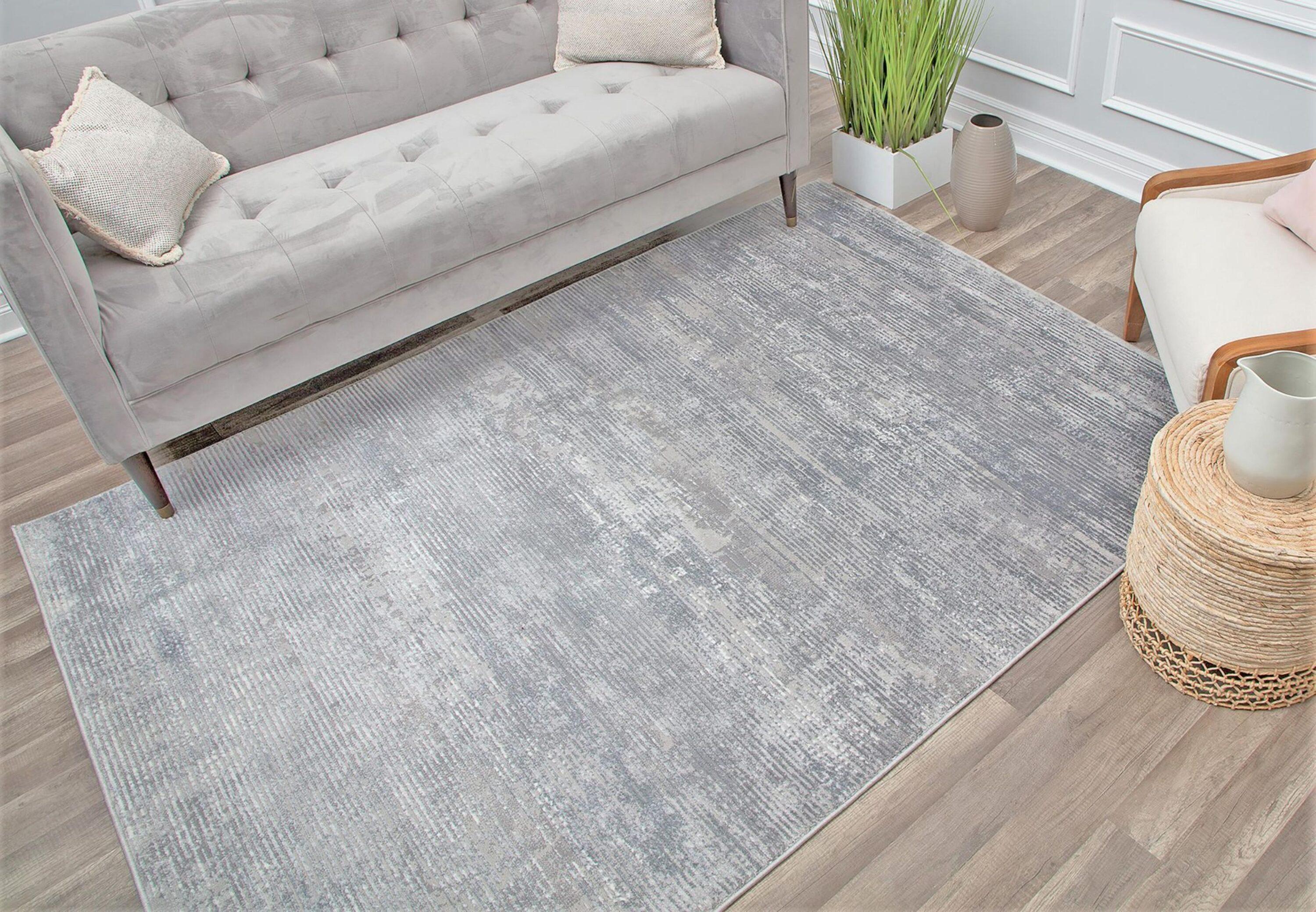 Rugs America Emali EA55A Grey Mist Vintage Farmhouse Gray Area Rug for Dining Room Rug Neutral Rug Living Room Rug Kitchen, 5'x7'