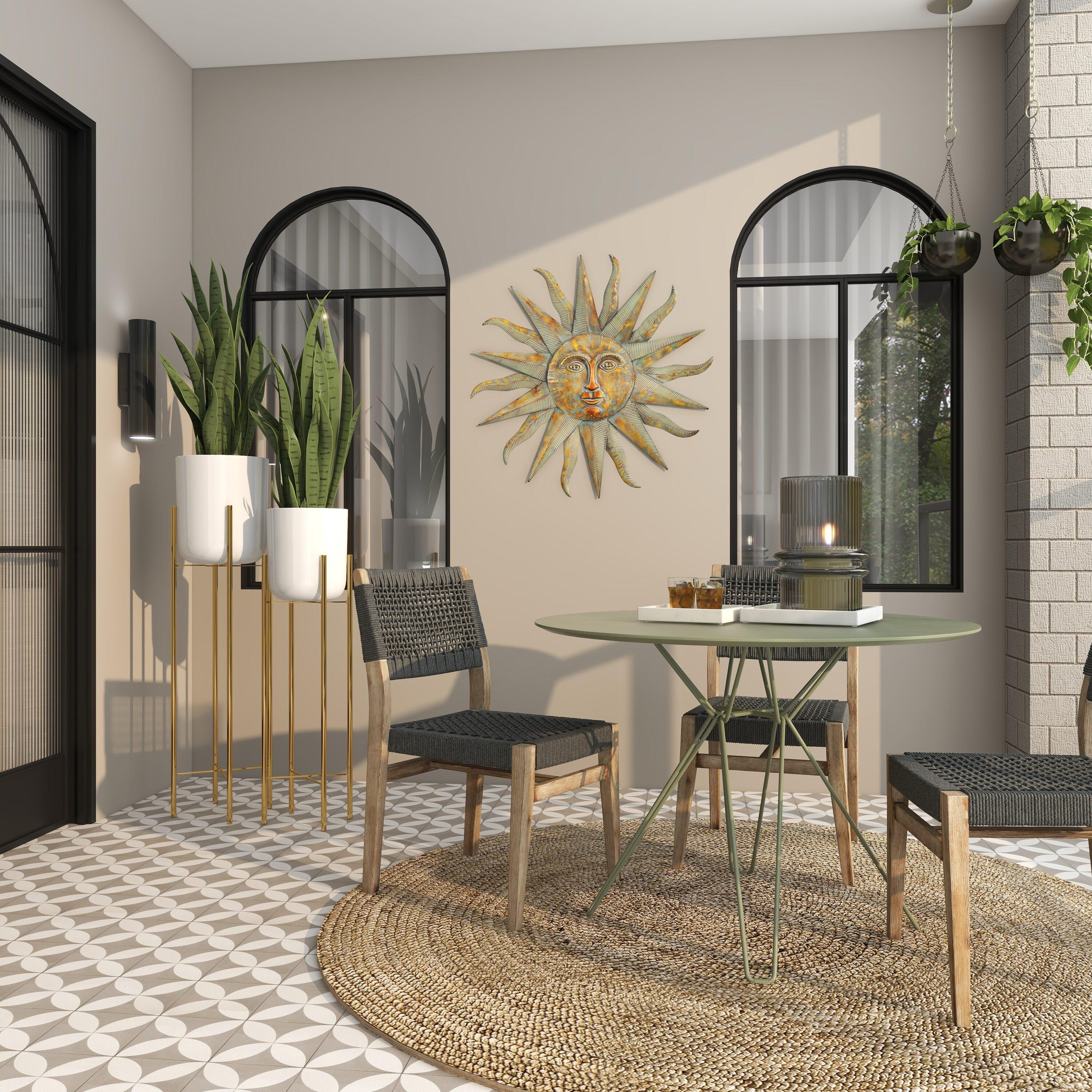 CosmoLiving by Cosmopolitan 2 - Piece Silver Metal Tall Indoor Outdoor Dome Indoor Outdoor Planter with Removable Stand Set