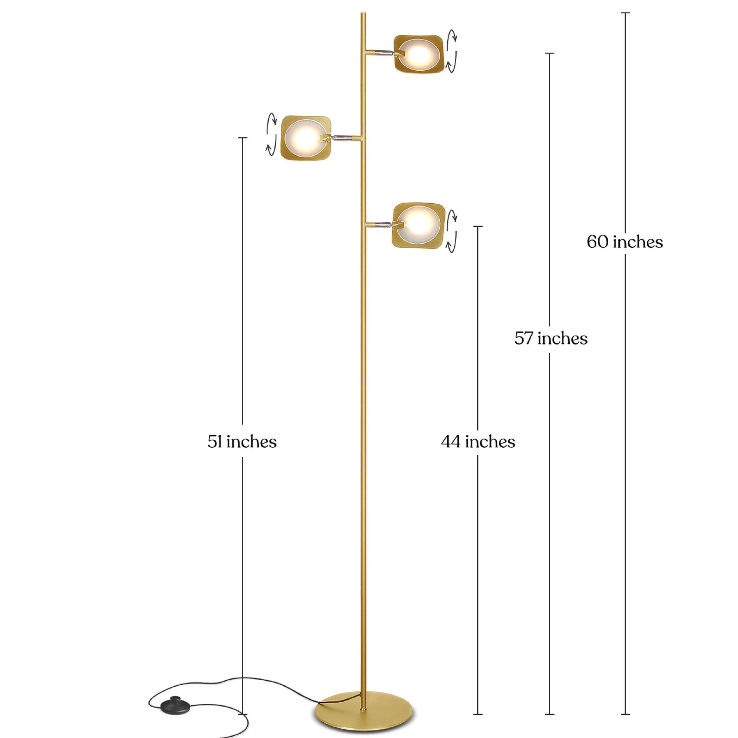 Brightech Tree Industrial LED 3-Way Dimming Floor Lamp with 3 Adjustable Spot Lights