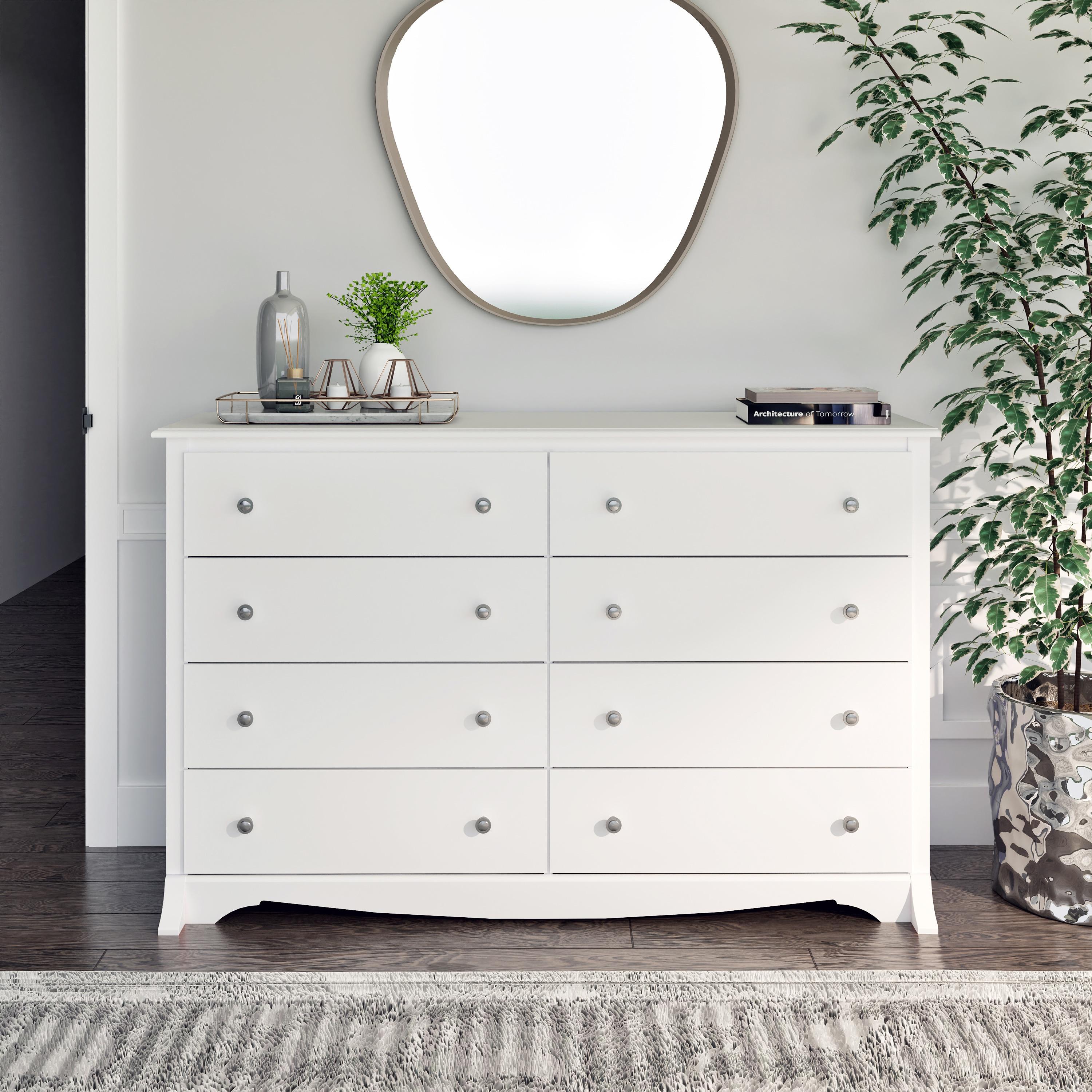 Sonoma 8 Drawer Dresser White - Prepac: Laminated Composite Wood, Metal Glides, Safety Stops