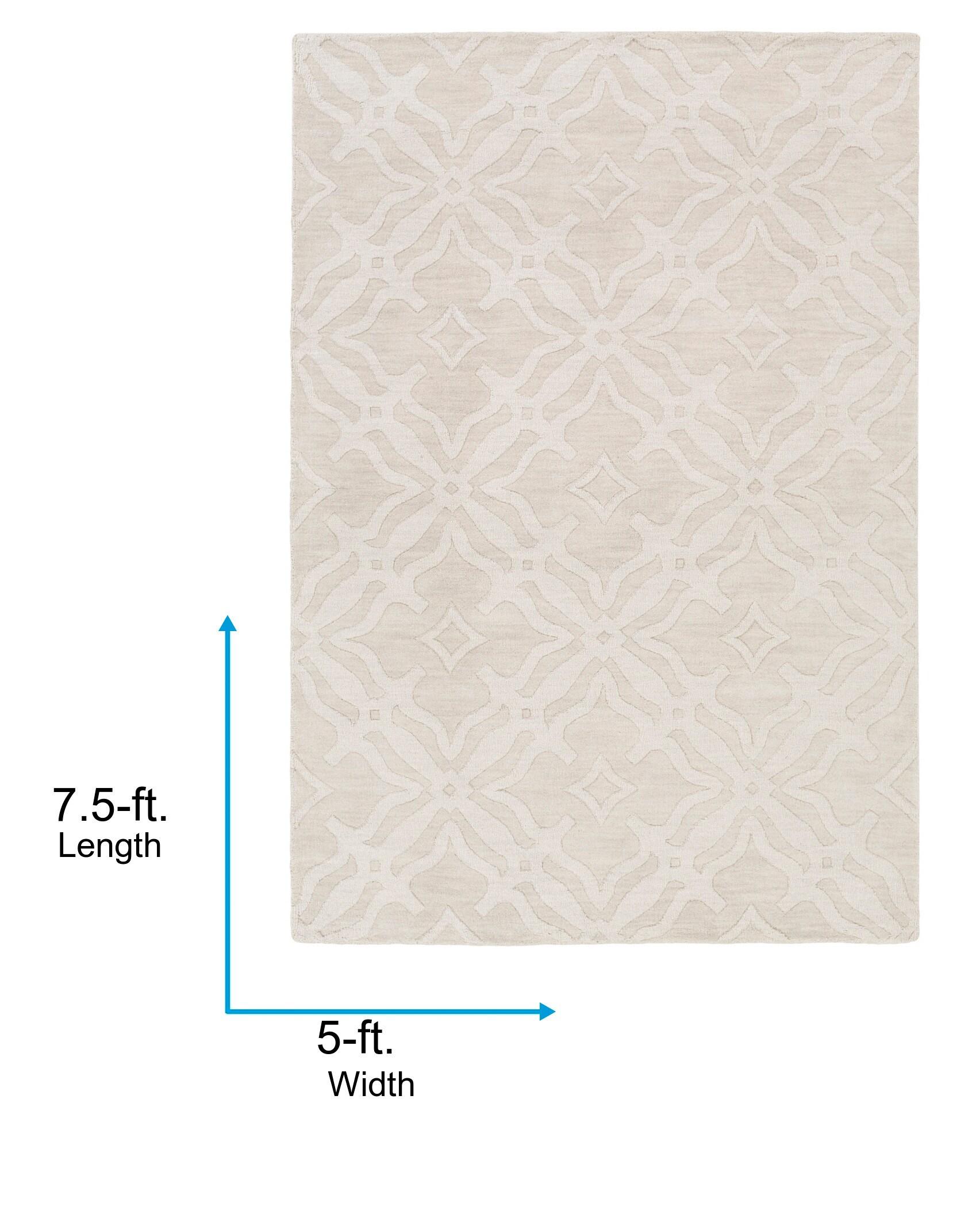 Ivory Wool Tufted Handmade Medallion Rectangular Rug 5' x 7'