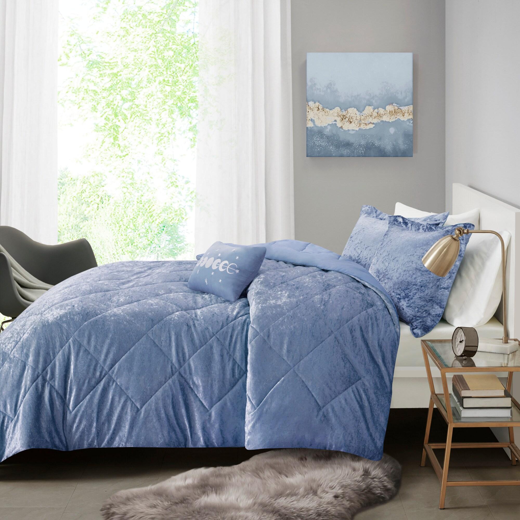 Felicia Crushed Velvet Comforter Set with Throw Pillow
