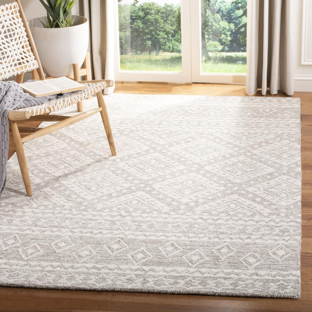 Micro-Loop MLP501 Hand Tufted Indoor Area Rug - Dark Grey/Ivory - 5'x8' - Safavieh