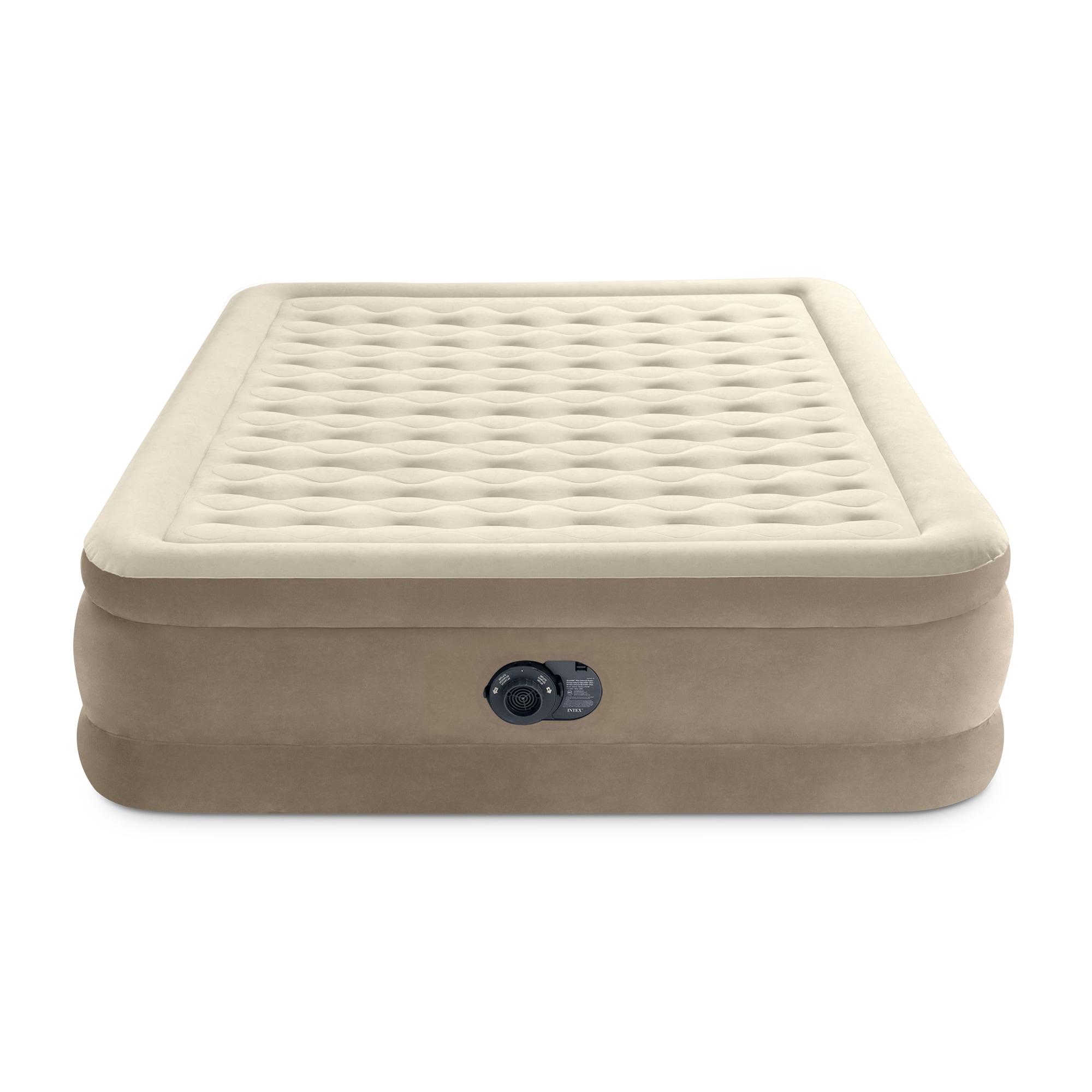 Intex Intex Ultra Plush Fiber Tech Airbed Mattress with Built in Pump