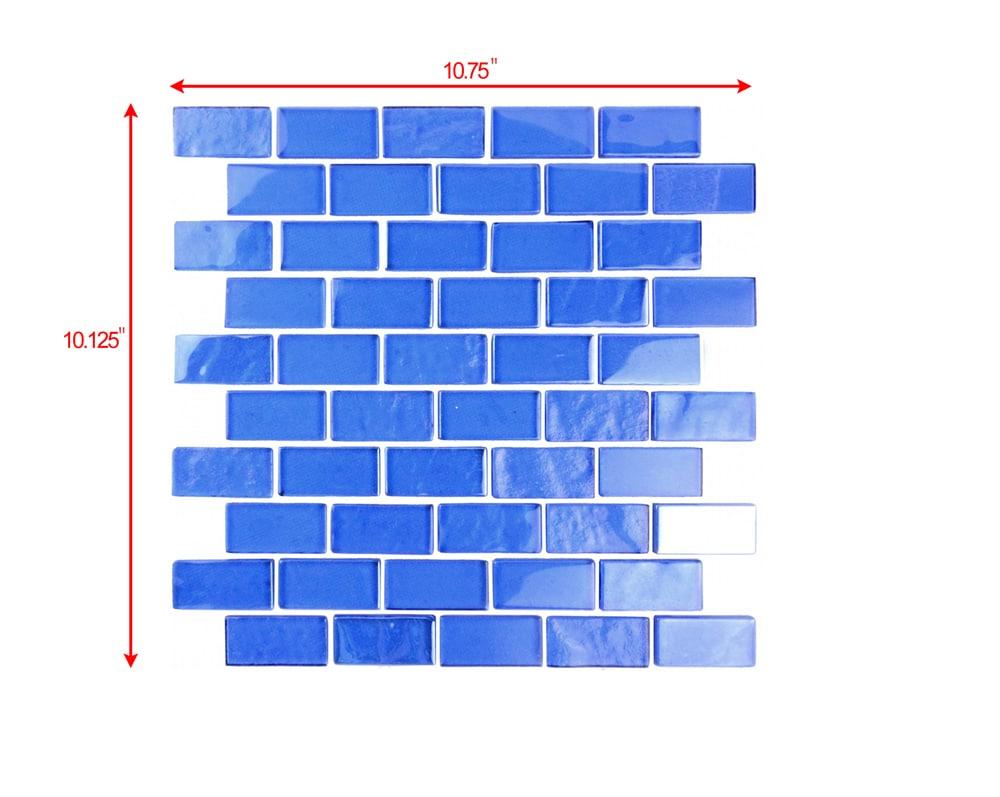 Abolos Landscape 1 in. x 2 in. Translucent Glass Plastic Face Mounted Brick Mosaic Designer Pool Tile