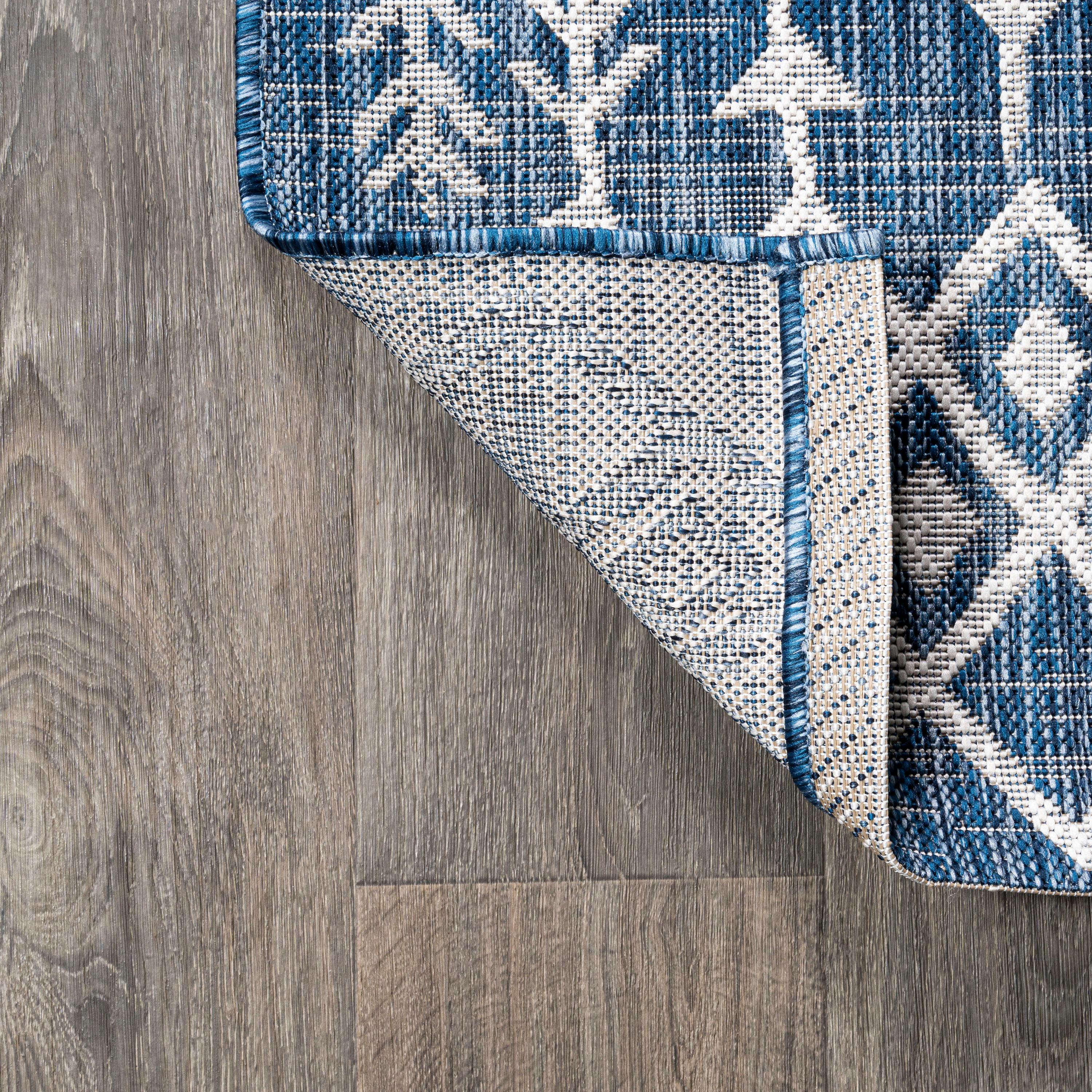 3'x5' Tokay Bohemian Geometric Indoor/Outdoor Area Rug, Blue/Ivory - JONATHAN Y