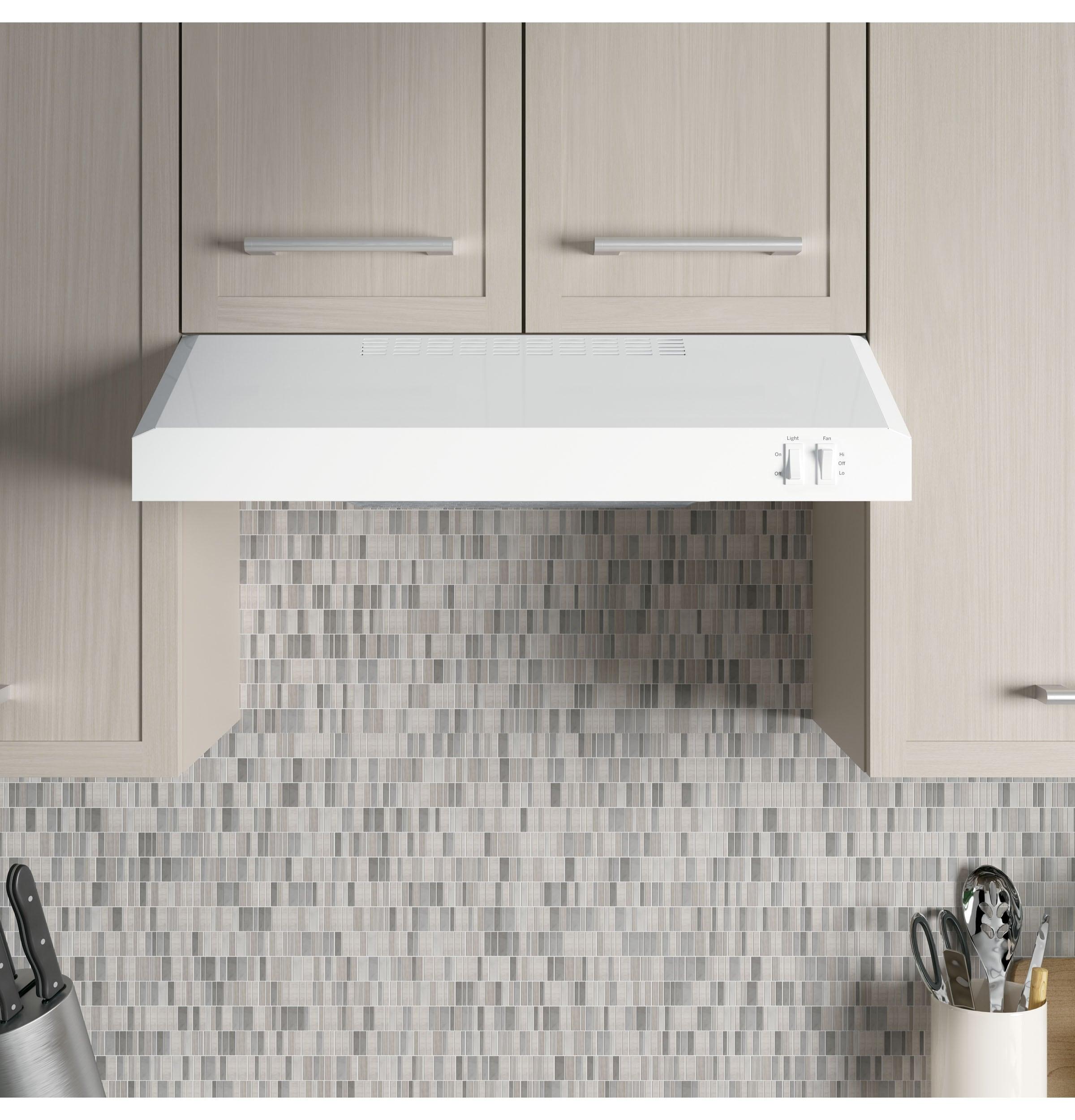 24-Inch White Convertible Under Cabinet Range Hood with Stainless Steel Filters