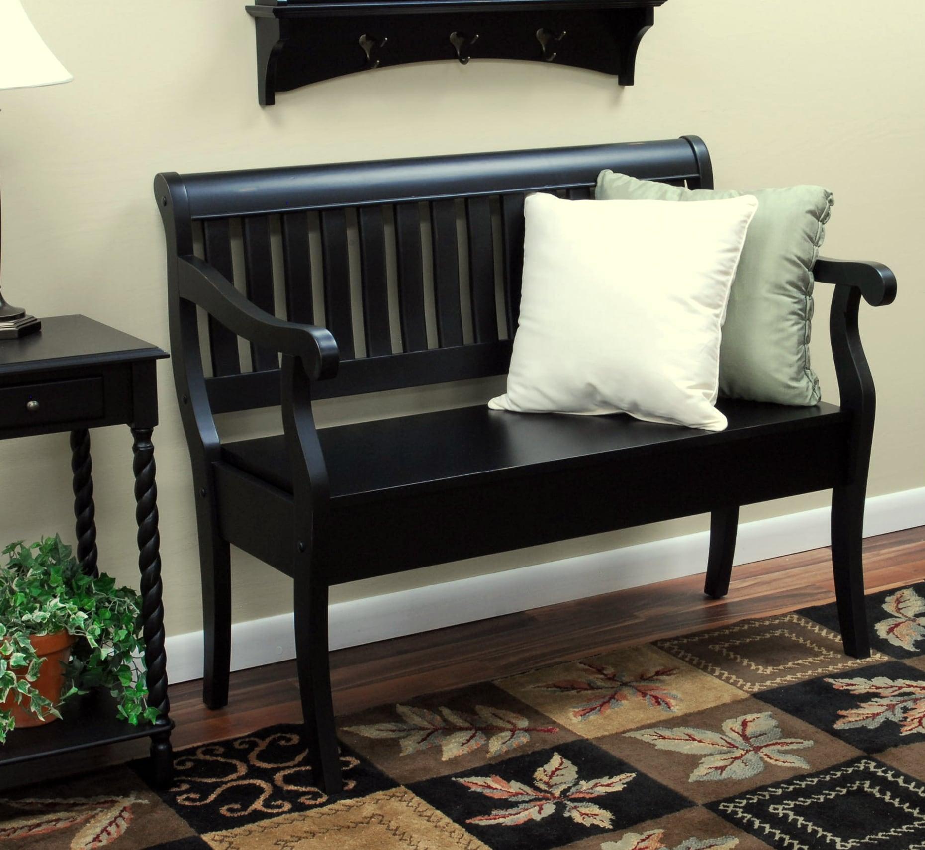 Carolina Living Martha Storage Bench Antique Black: Hardwood, Unupholstered, 2-Person Seating