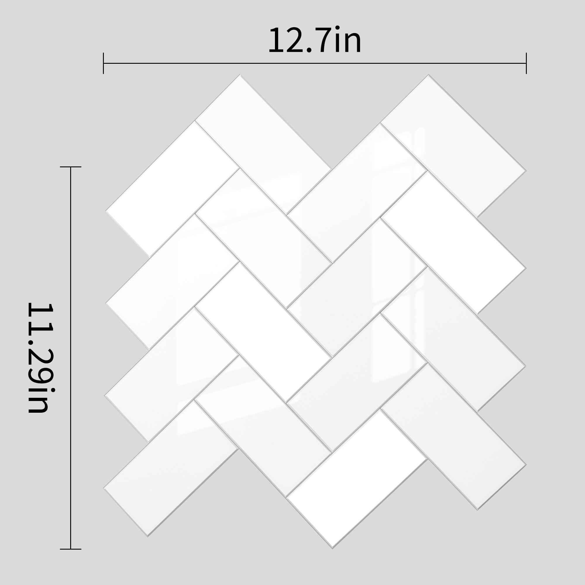 LuxySplash Drita 12-in x 18-in Ultra-Glossy Stone Composite Peel and Stick Wall Tile (3-sq. ft/ Carton)