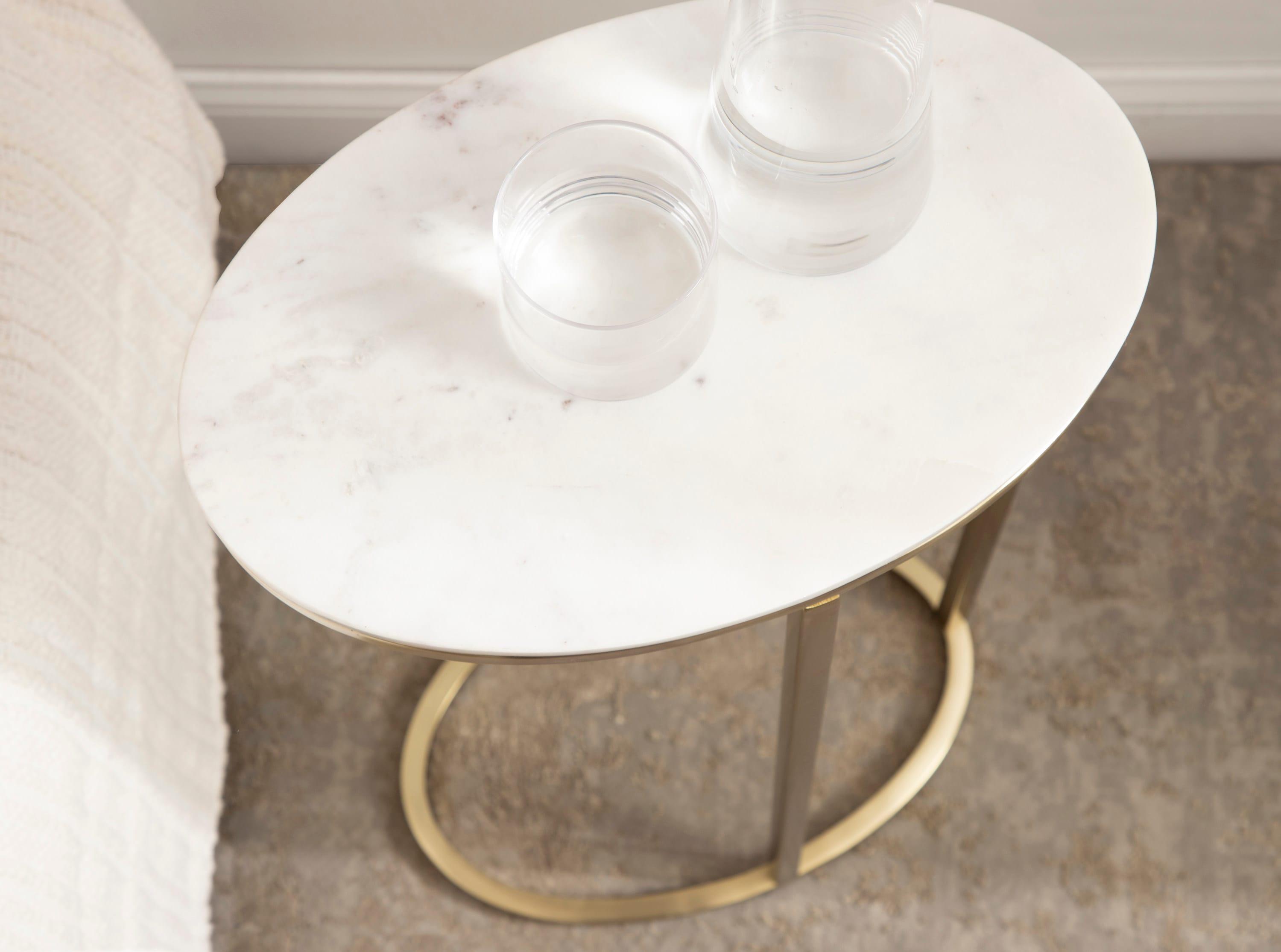 Kate and Laurel Natalli Oval Metal C Table, 14x9x28, Gold