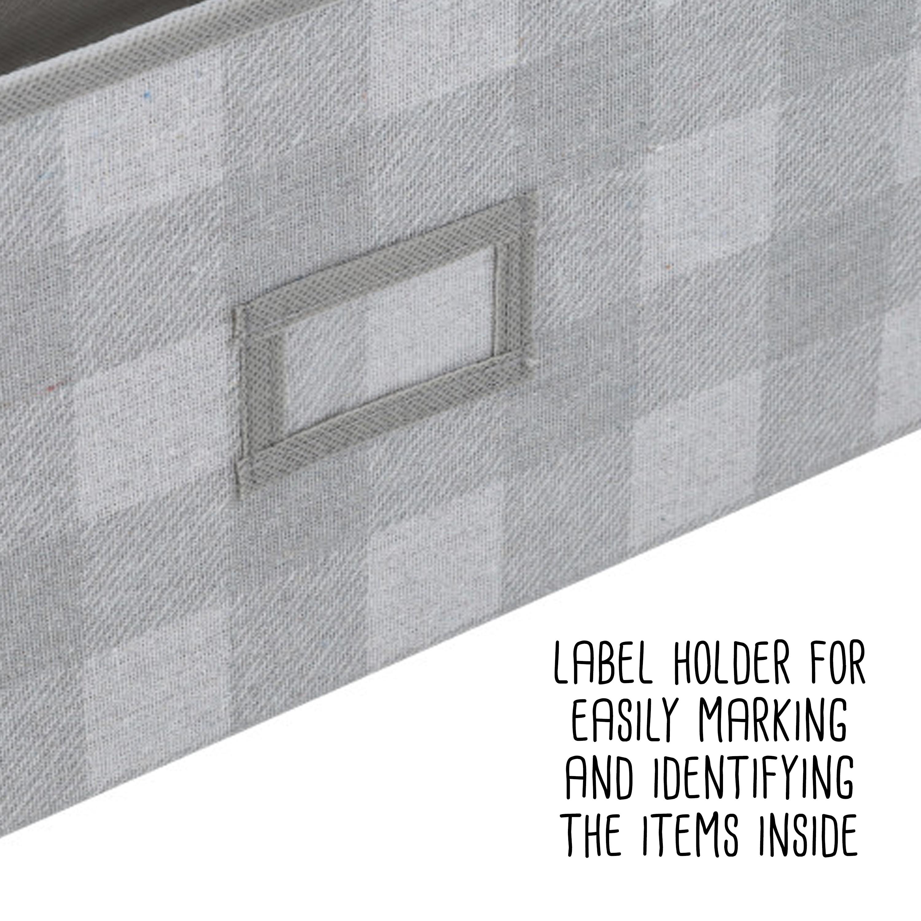 Honey-Can-Do Set of 3 Folding Fabric Storage Bins with Handles, Gray Plaid