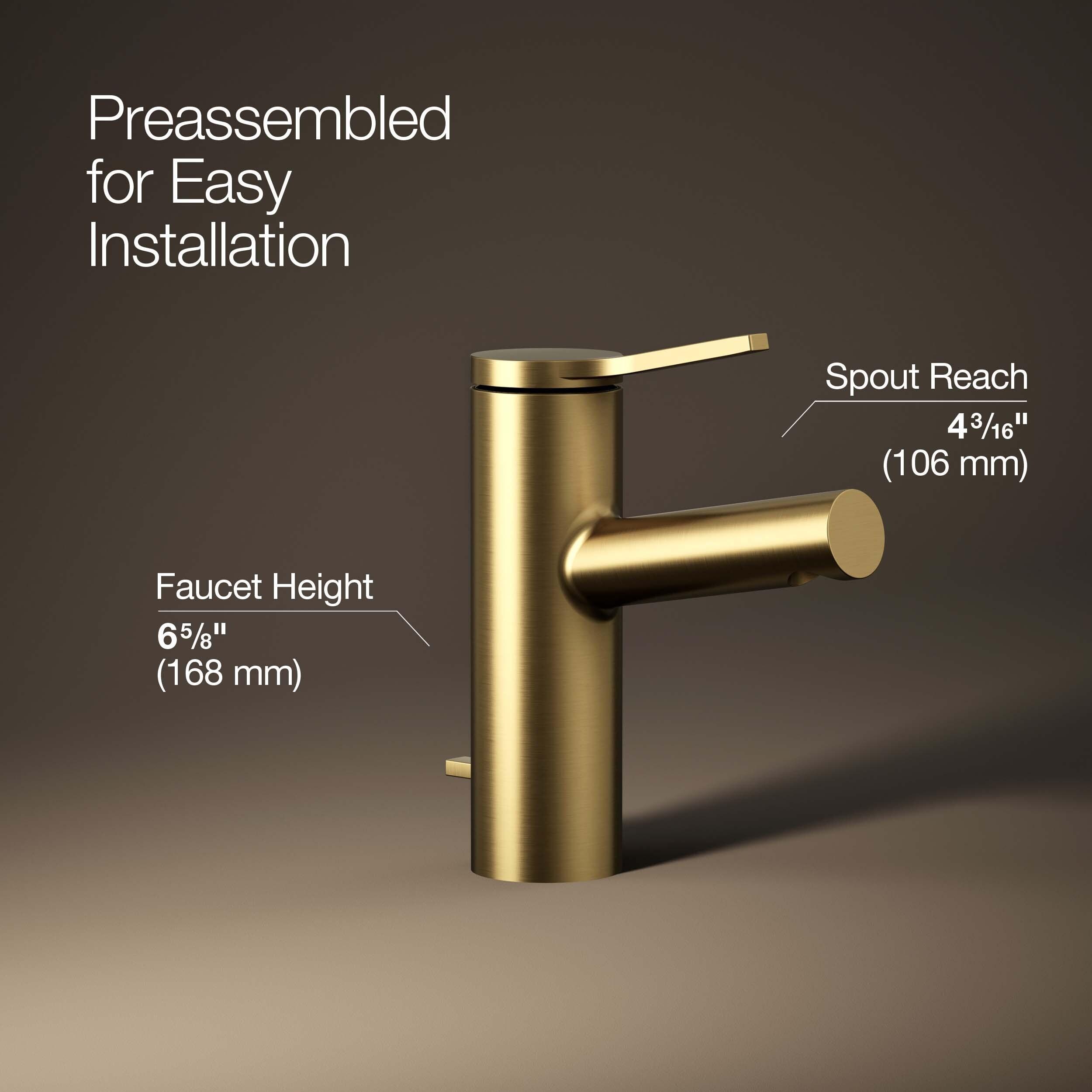 Kohler Elate Single-Handle Bathroom Faucet with Pop-Up Drain Assembly, One Hole Bathroom Sink Faucet, 1.2 gpm