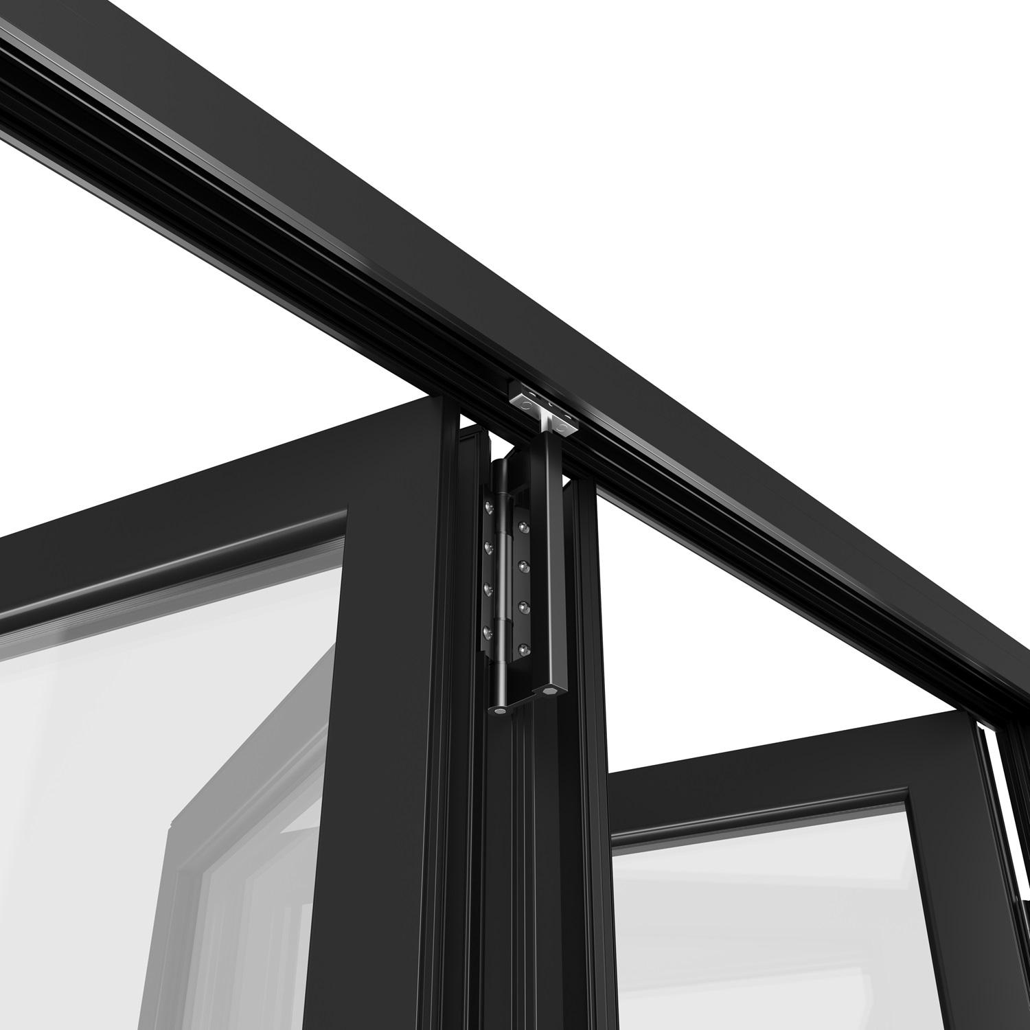 KaMic KaMic 96" inch - 3 Panels Glass Aluminum Folding Door In Black