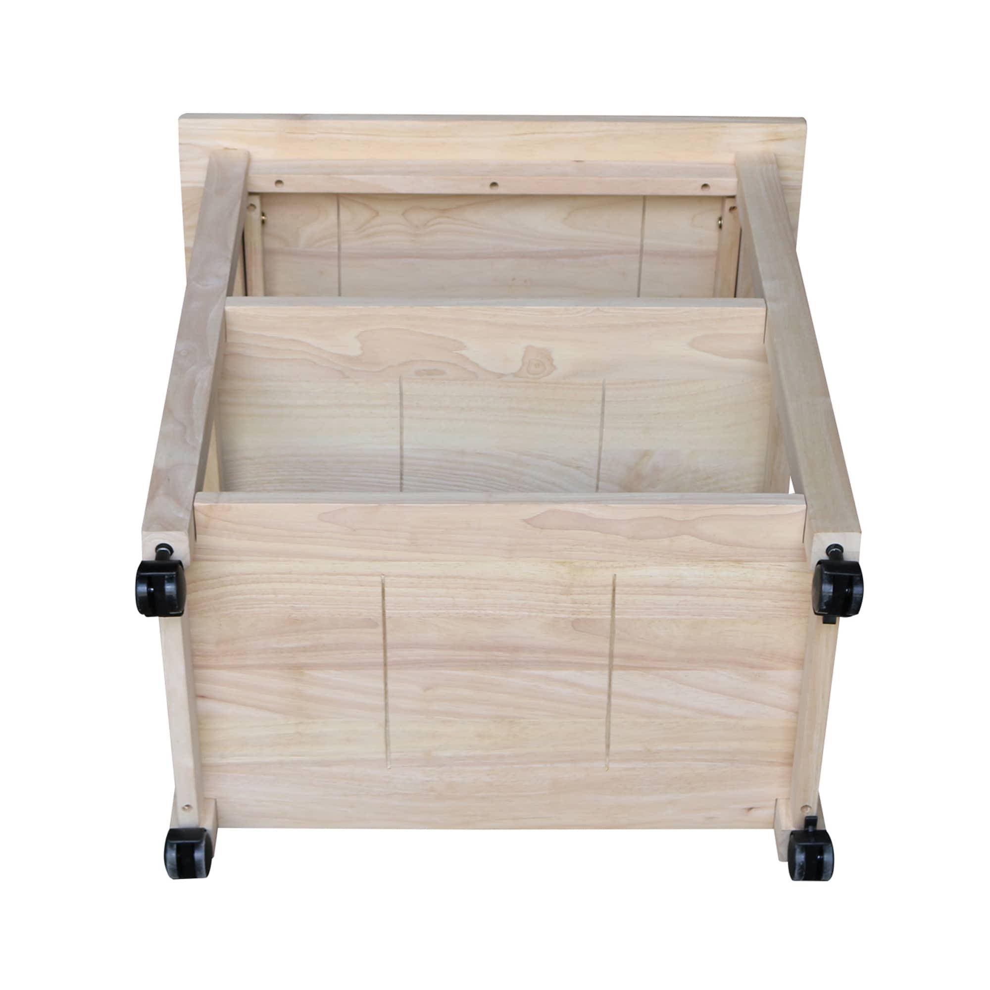 Addison Microwave Cart Wood/Beige - International Concepts: Portable Kitchen Island with Fixed Shelves