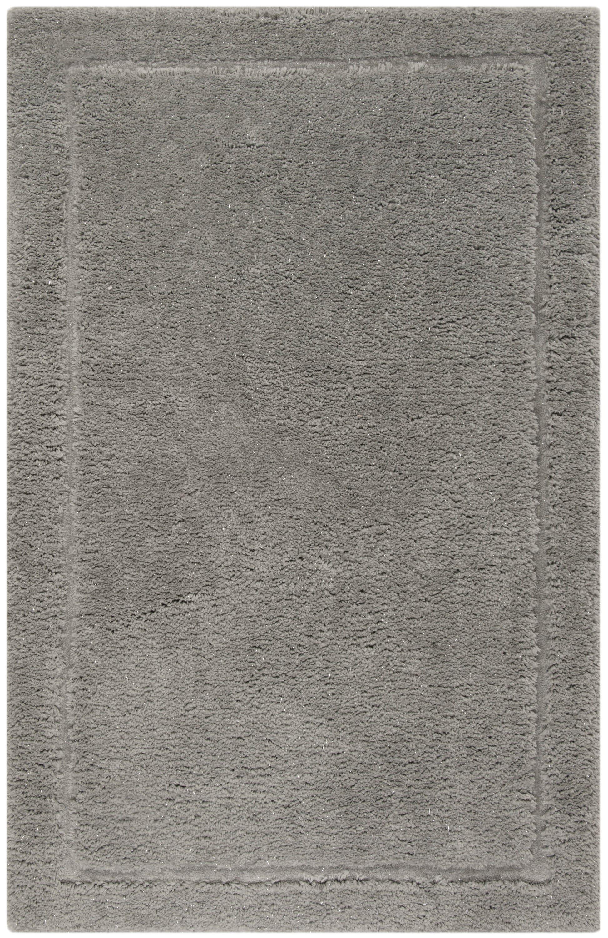 Hand-Tufted Gray Shag Rug in Wool & Viscose Blend, 5' x 8'