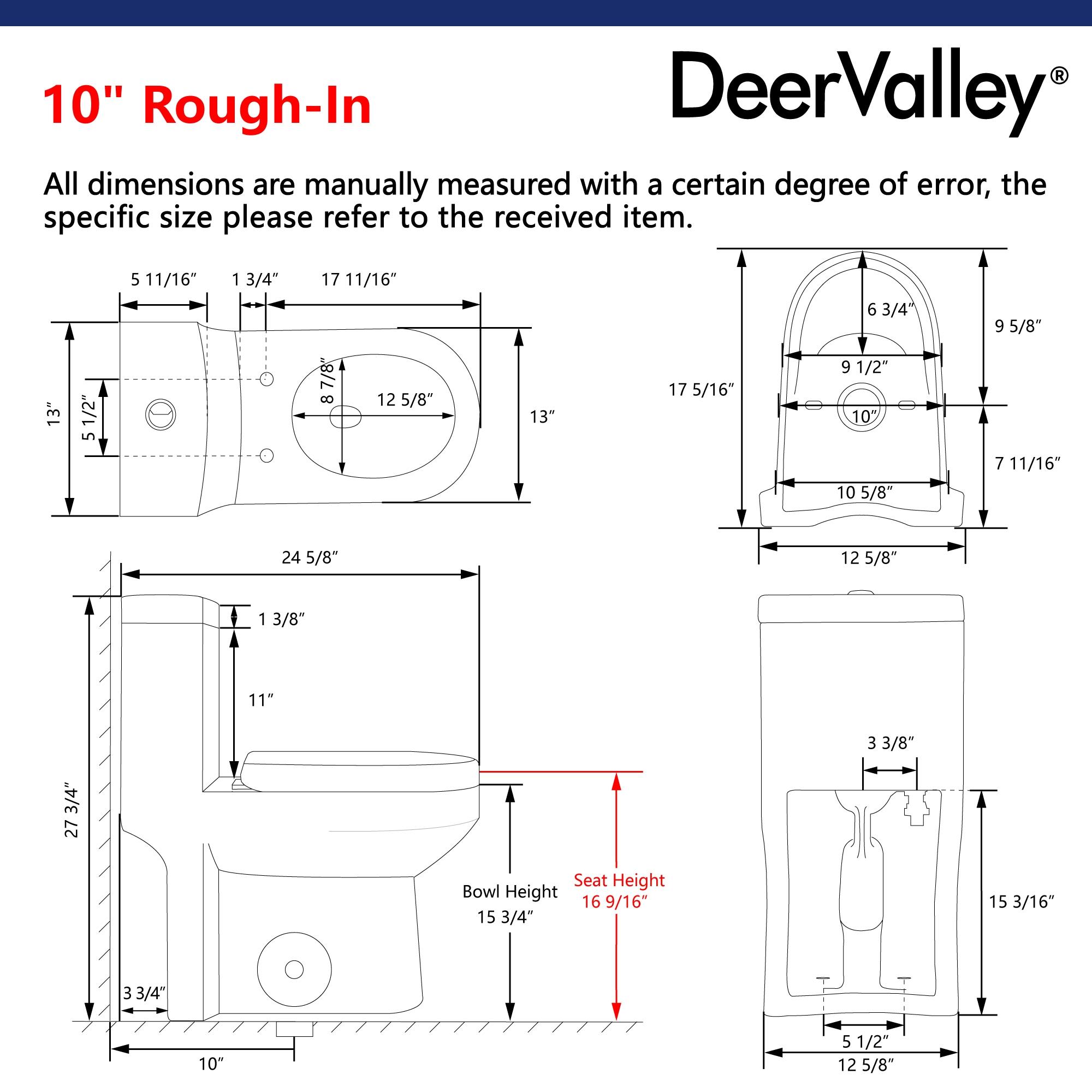 DeerValley Liberty Compact Toilets One-Piece Toilet With High-Efficiency Flush Round Toilet for Space-Saving Floor Mounted (Seat Included)