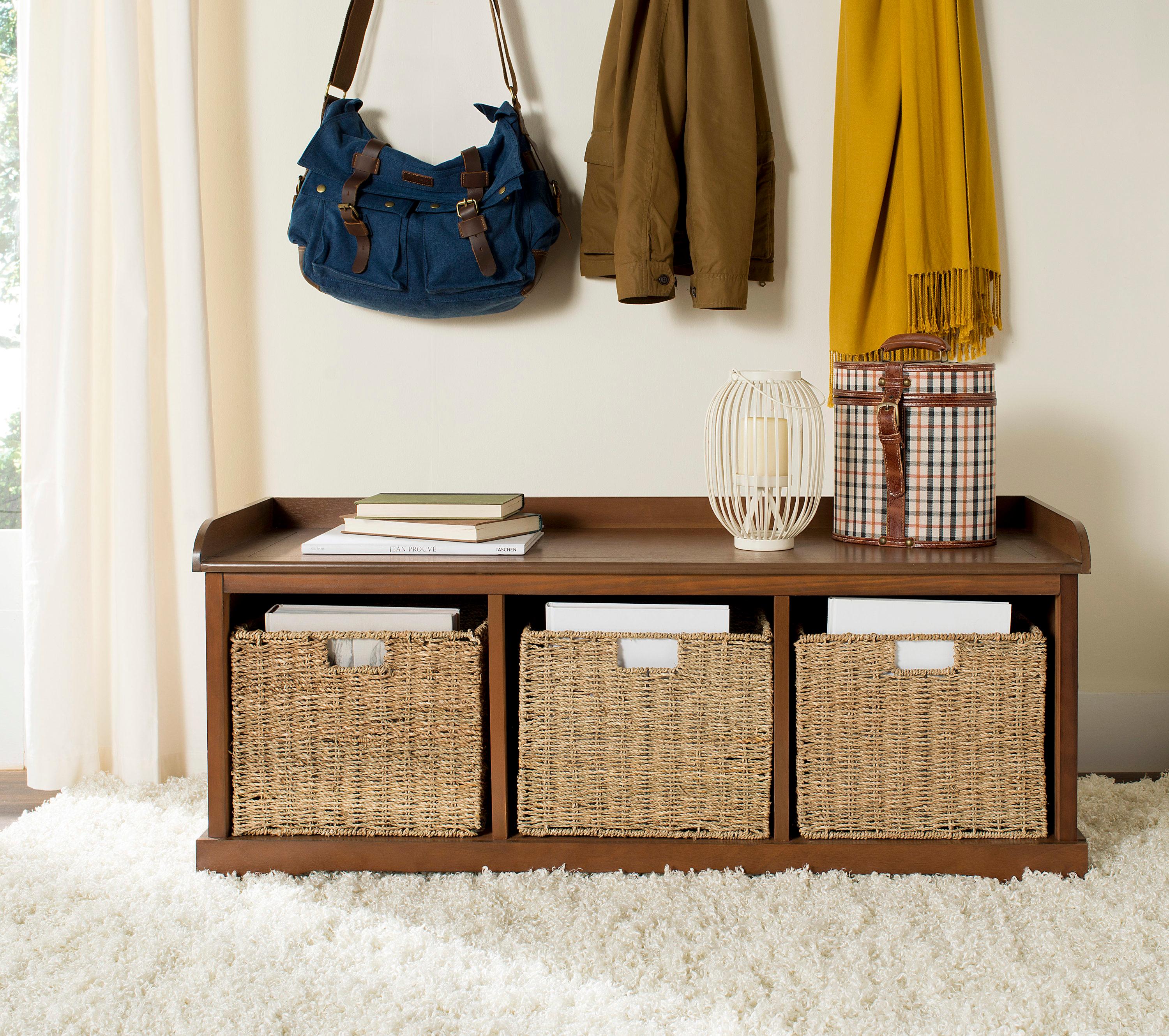 Lonan  Wicker Storage Bench - Brown - Safavieh