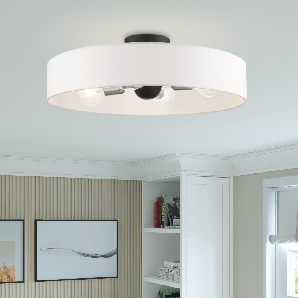 Livex Lighting Venlo 4 - Light Semi-Flush Mount in  Black/Brushed Nickel