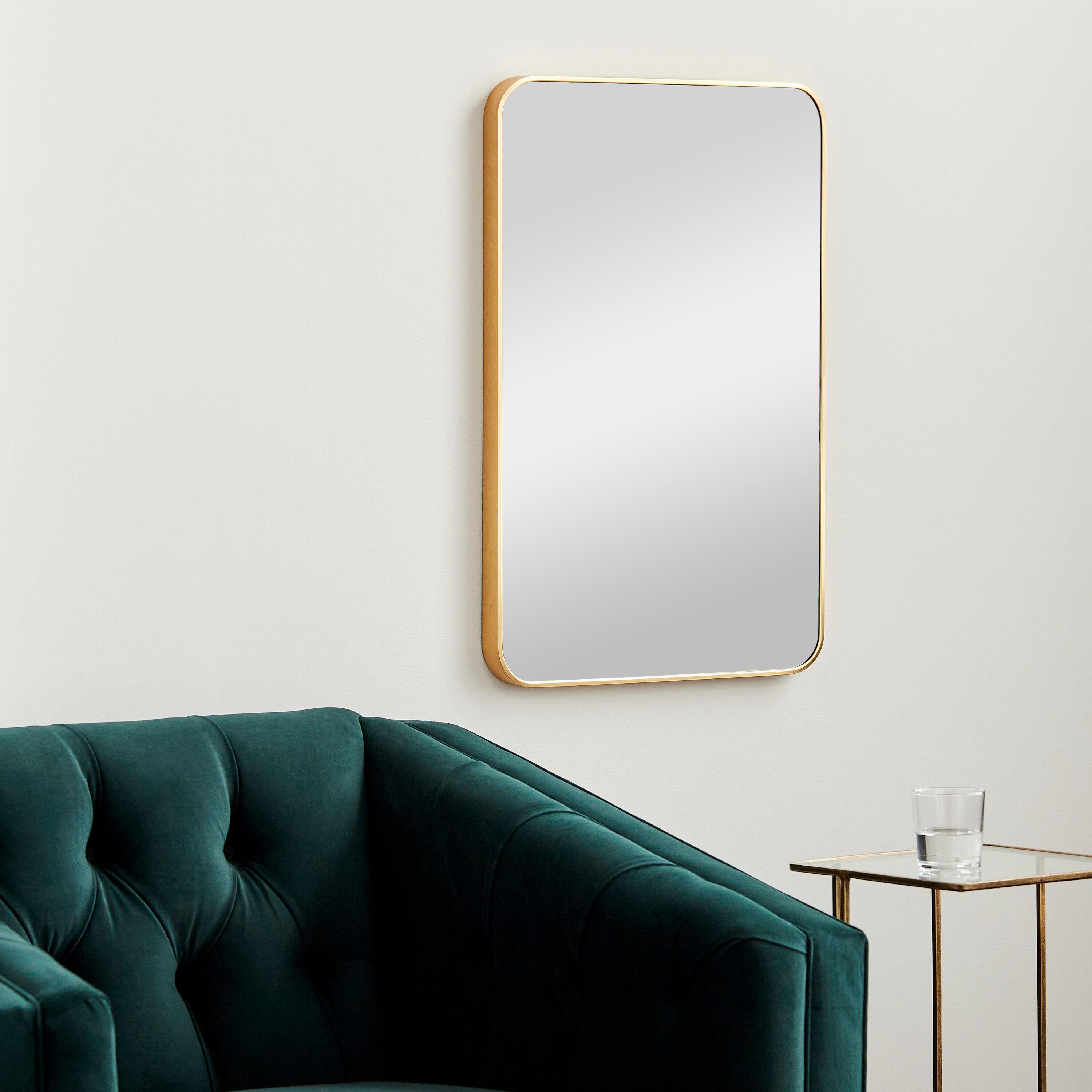 Aranya Chic Brushed Metal Rectangular Mirror in Gold & Silver