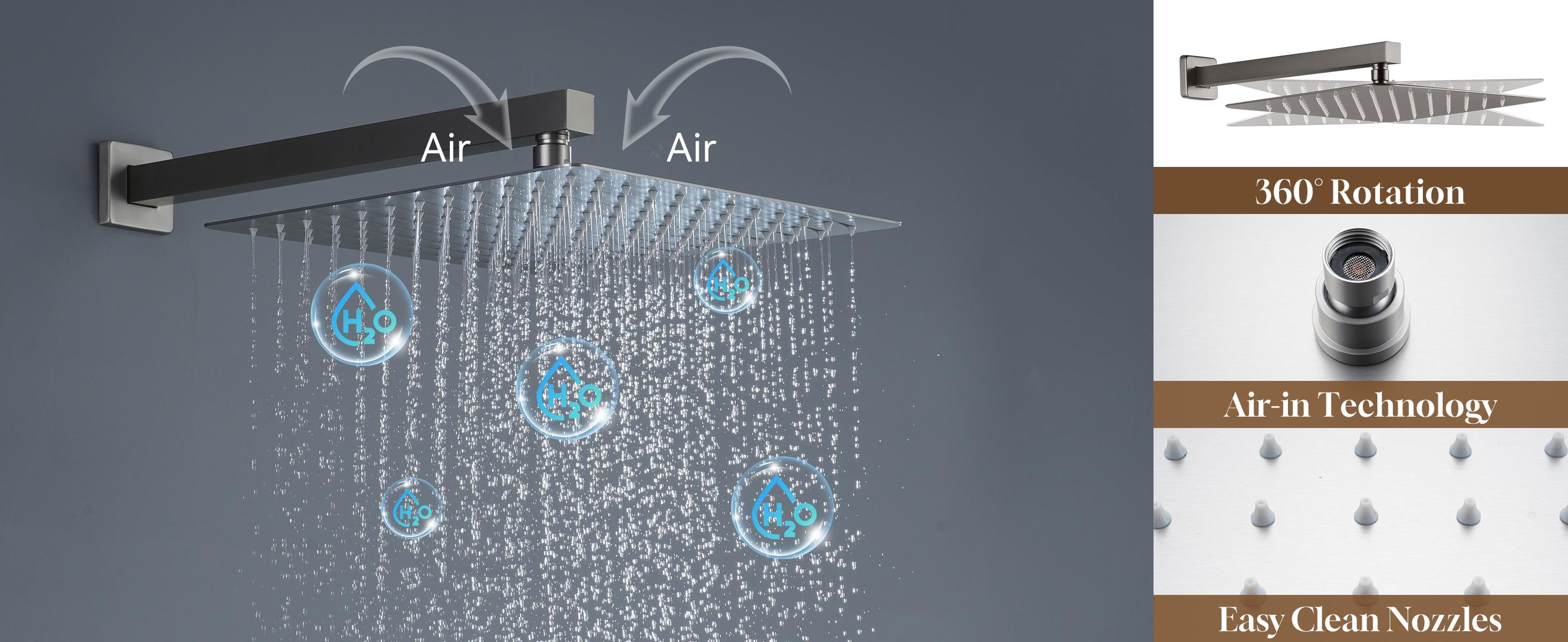 Revitalize 12 Inch Luxury Thermostatic Complete Shower System with Rough-in Valve