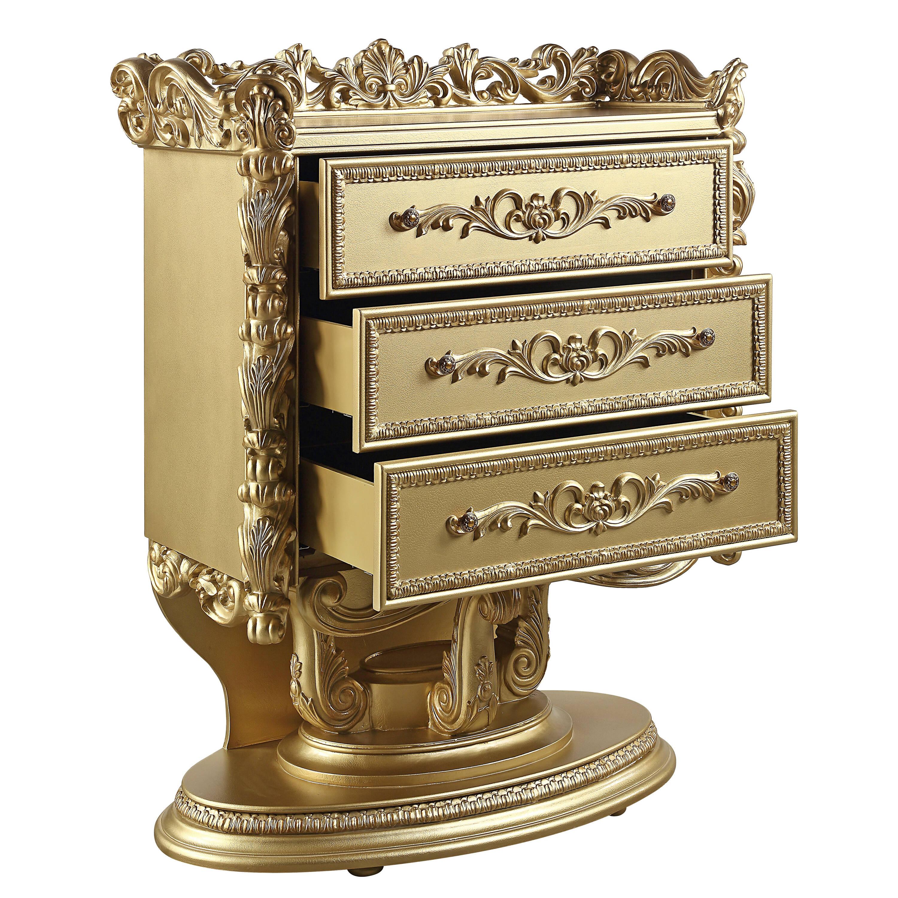 47" Bernadette Decorative Storage Drawers Gold Finish - Acme Furniture