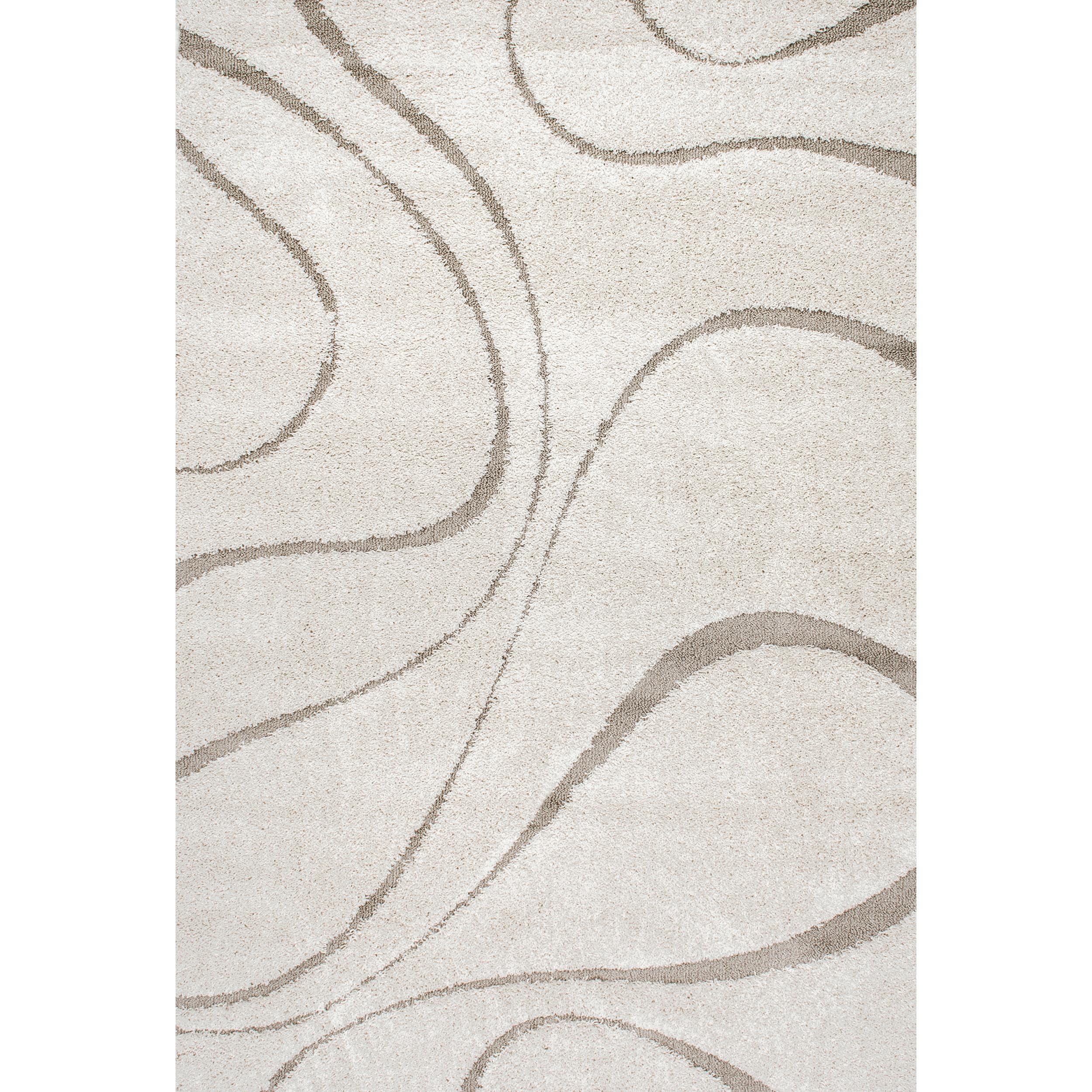 Nuloom Carolyn Abstract 8 Square Shag Indoor Area Rug for Living Room Bedroom Dining Room Nursery, Cream/Beige