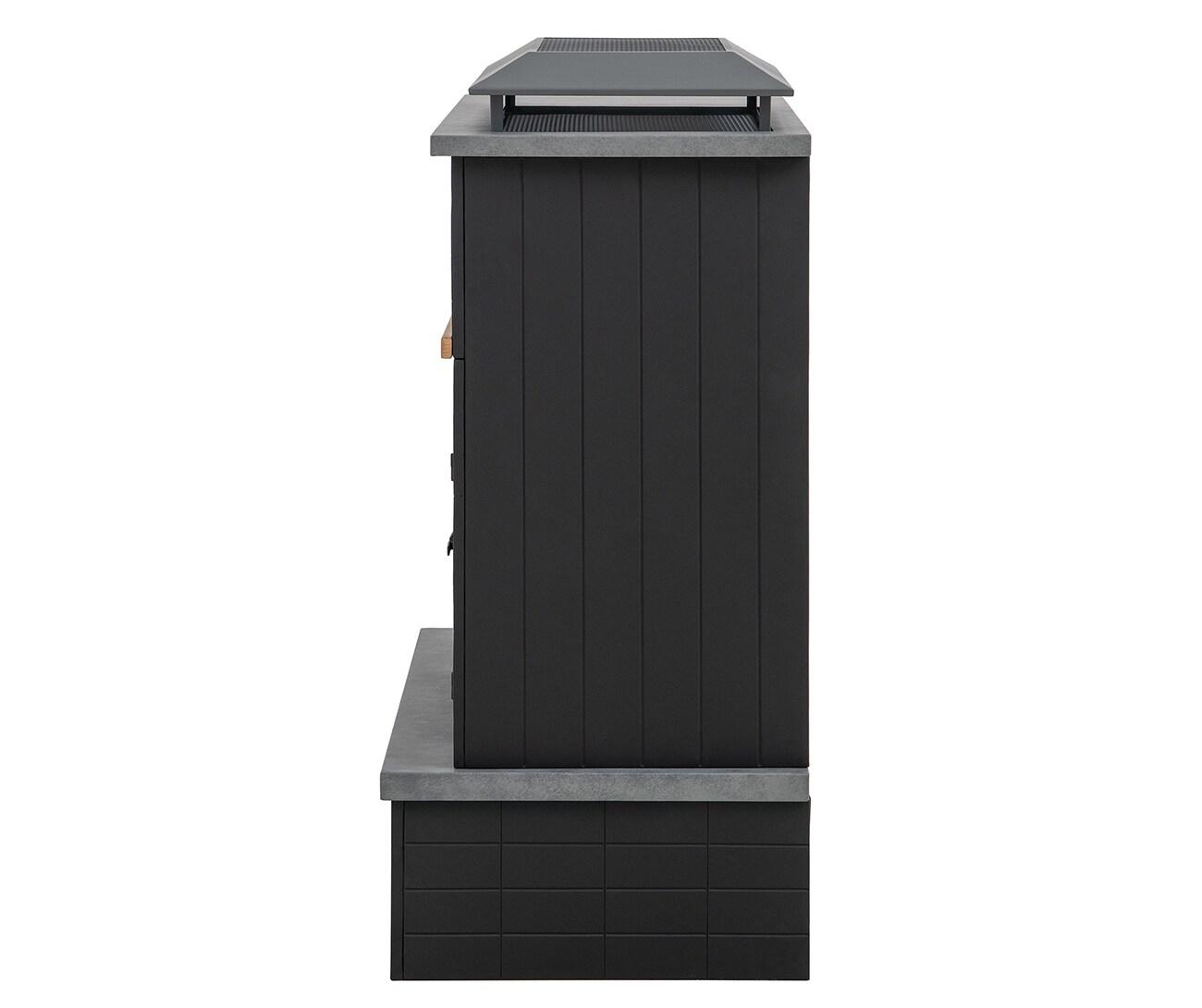 SUNJOY 42 in. Wood Burning Fireplace, Steel Outdoor Fireplace with Chimney, Log Holders, Fire Poker and PVC Cover