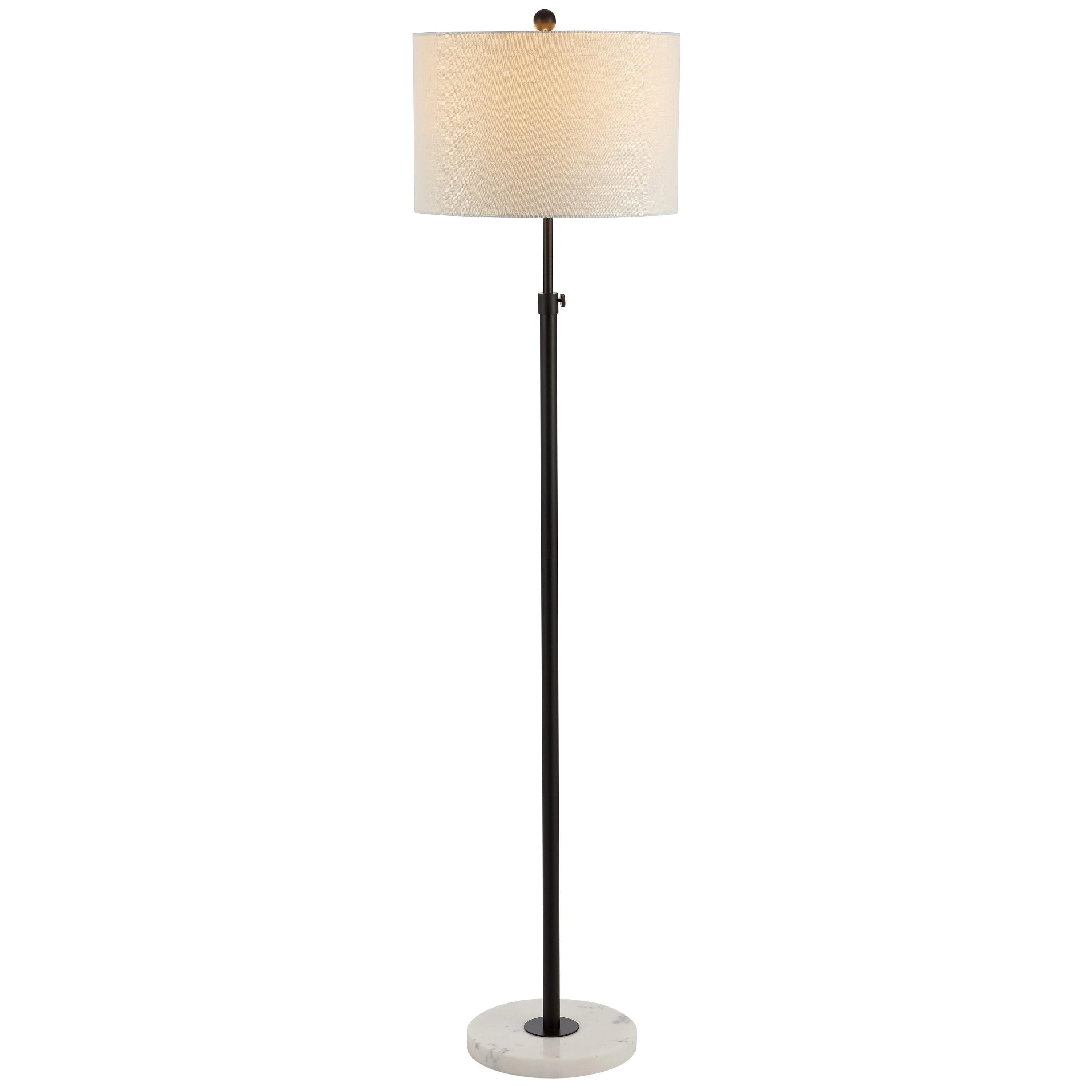 June Contemporary Adjustable 66" Oil-Rubbed Bronze Floor Lamp with White Linen Shade