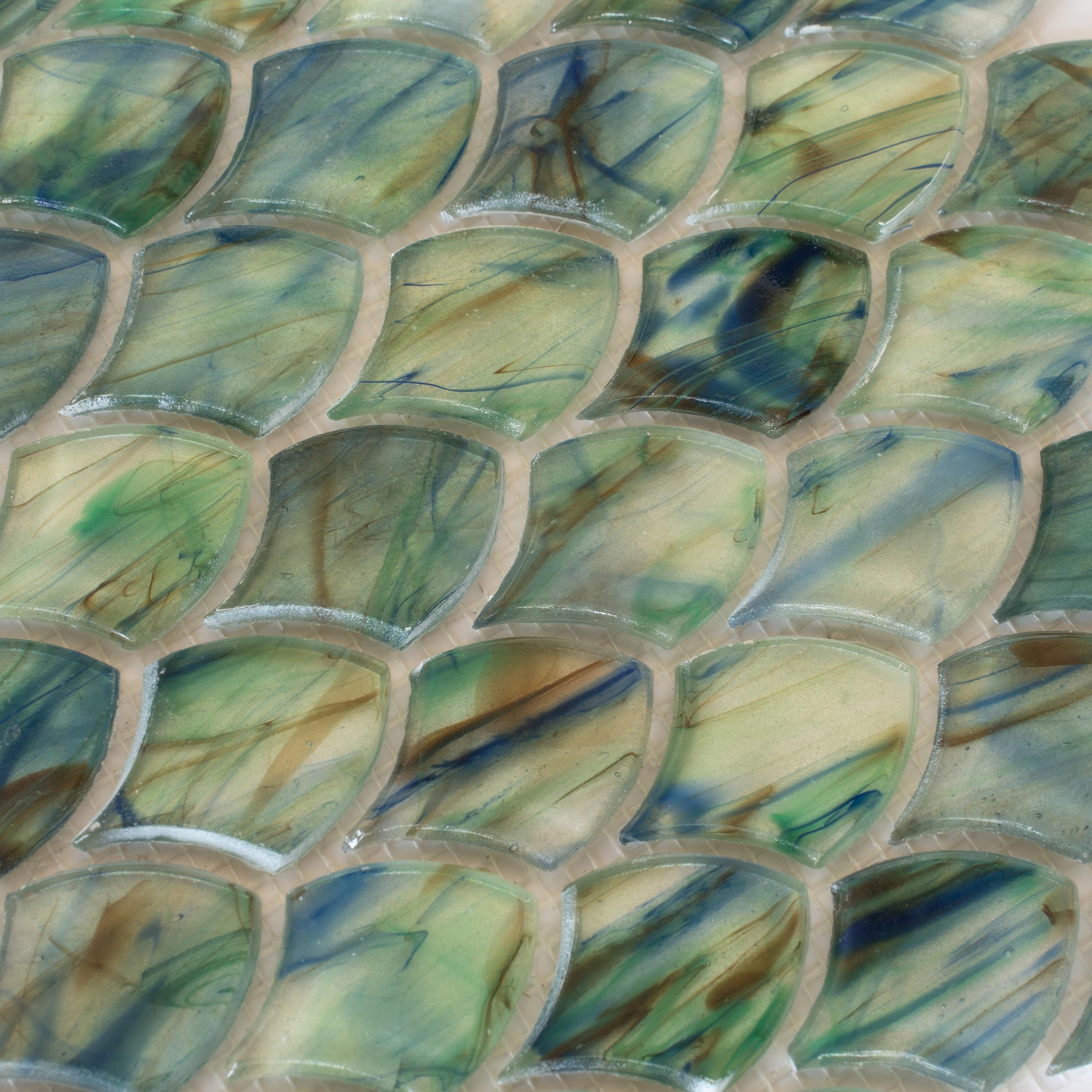 Majeste 0.5" x 2" Glass Fish Scale Mosaic Wall & Floor Tile