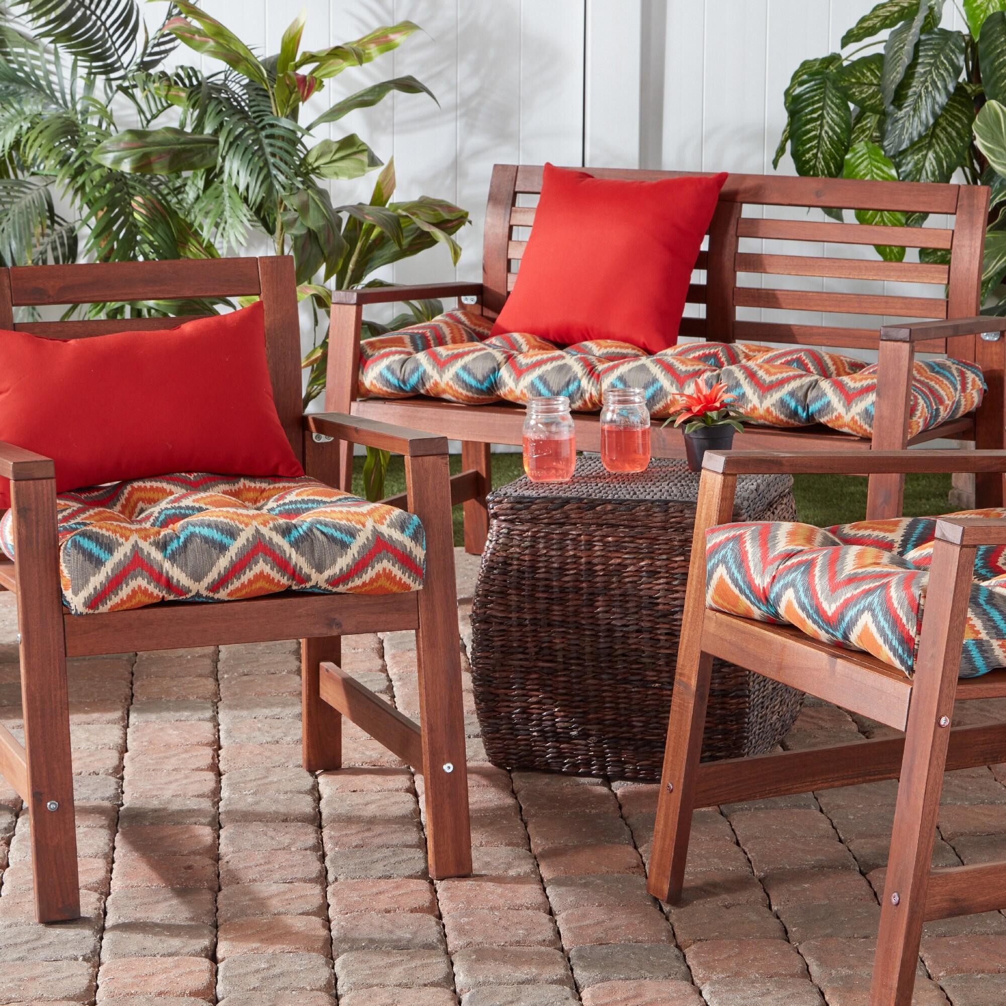 Greendale Home Fashions Surreal Chevron 51 x 18 in. Outdoor Reversible Tufted Bench Cushion