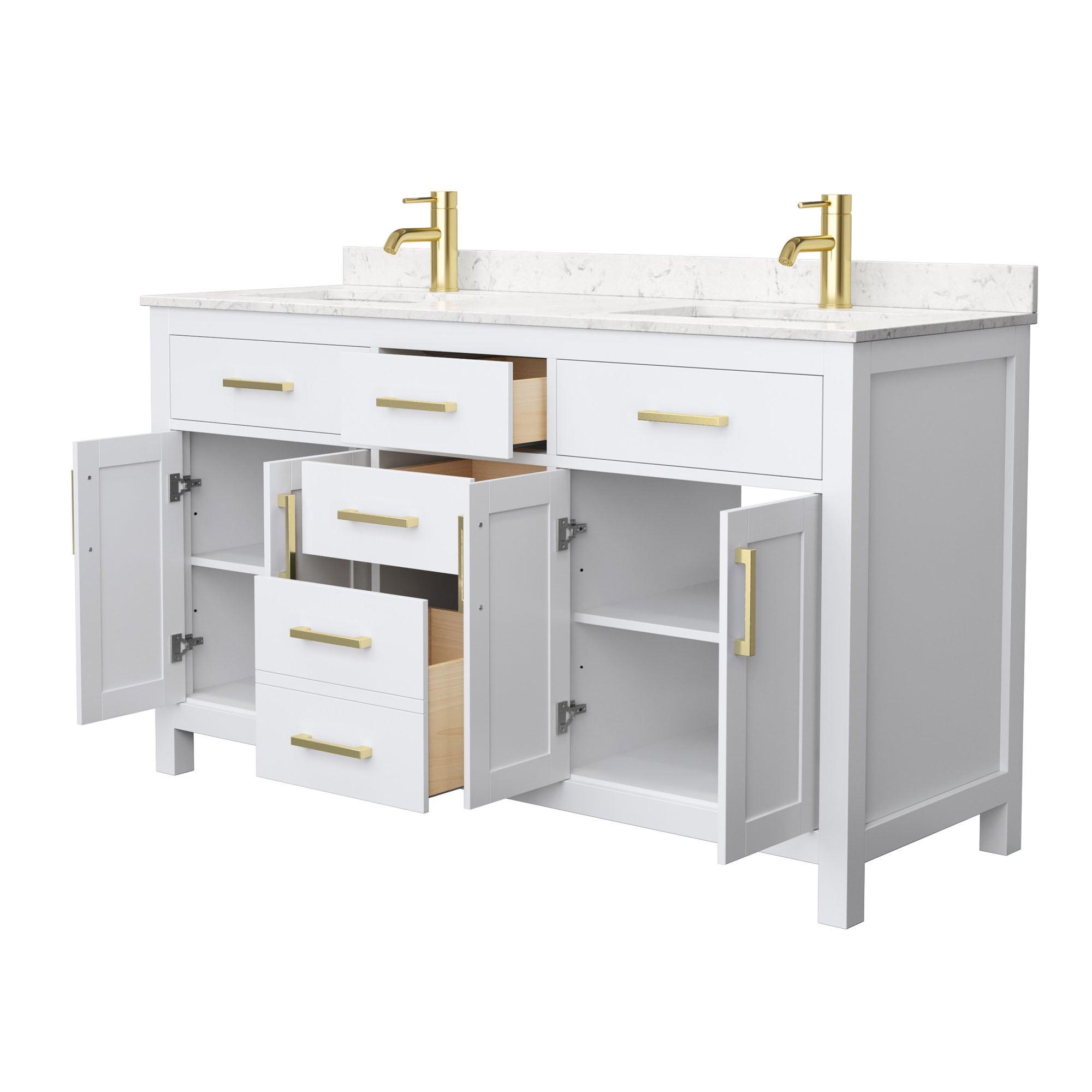 Beckett 60" Freestanding Double Bathroom Vanity with Cultured Marble Top