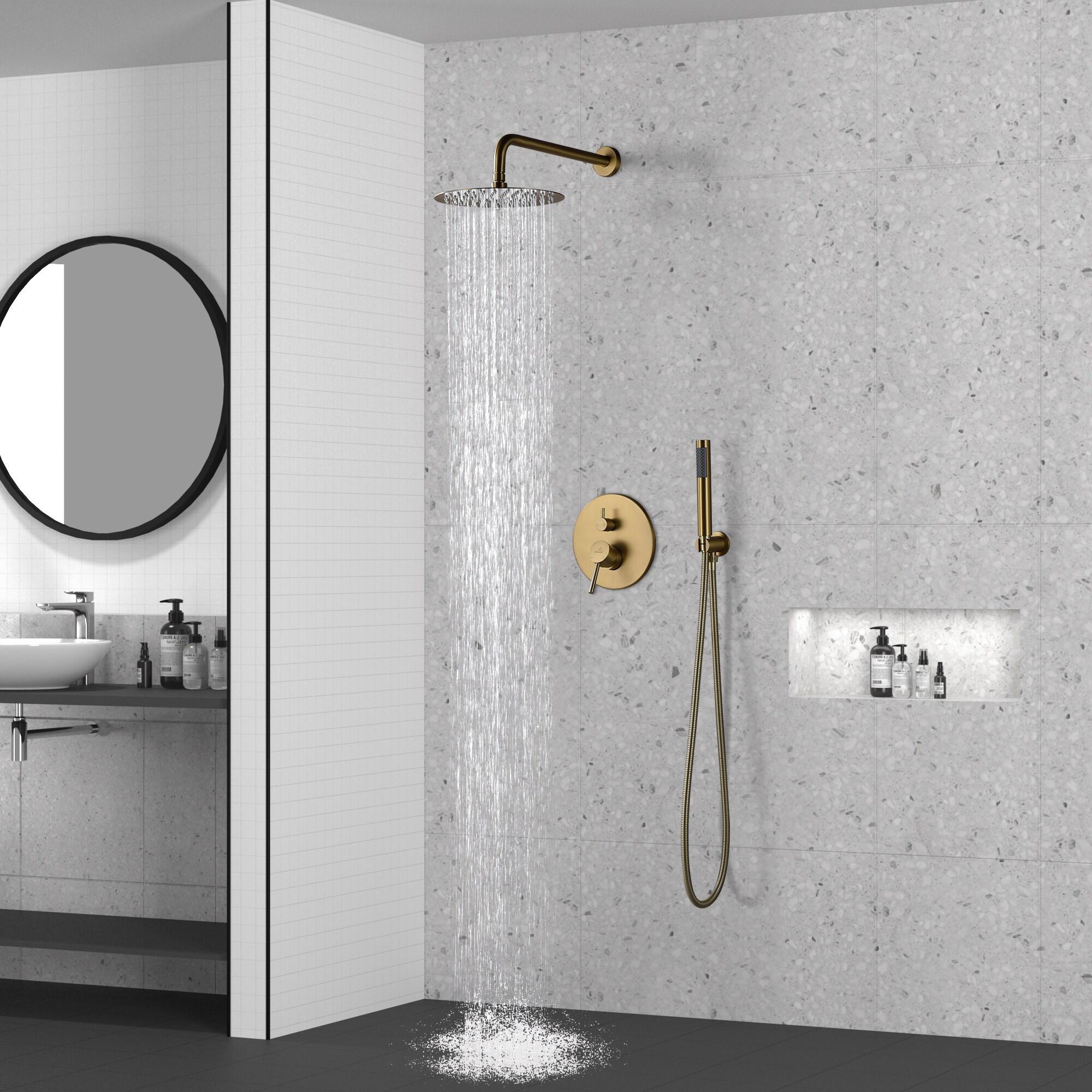 Pressure-Balanced Complete Shower System with 10-Inch Rain Shower Head, Handheld, Rough-in Valve