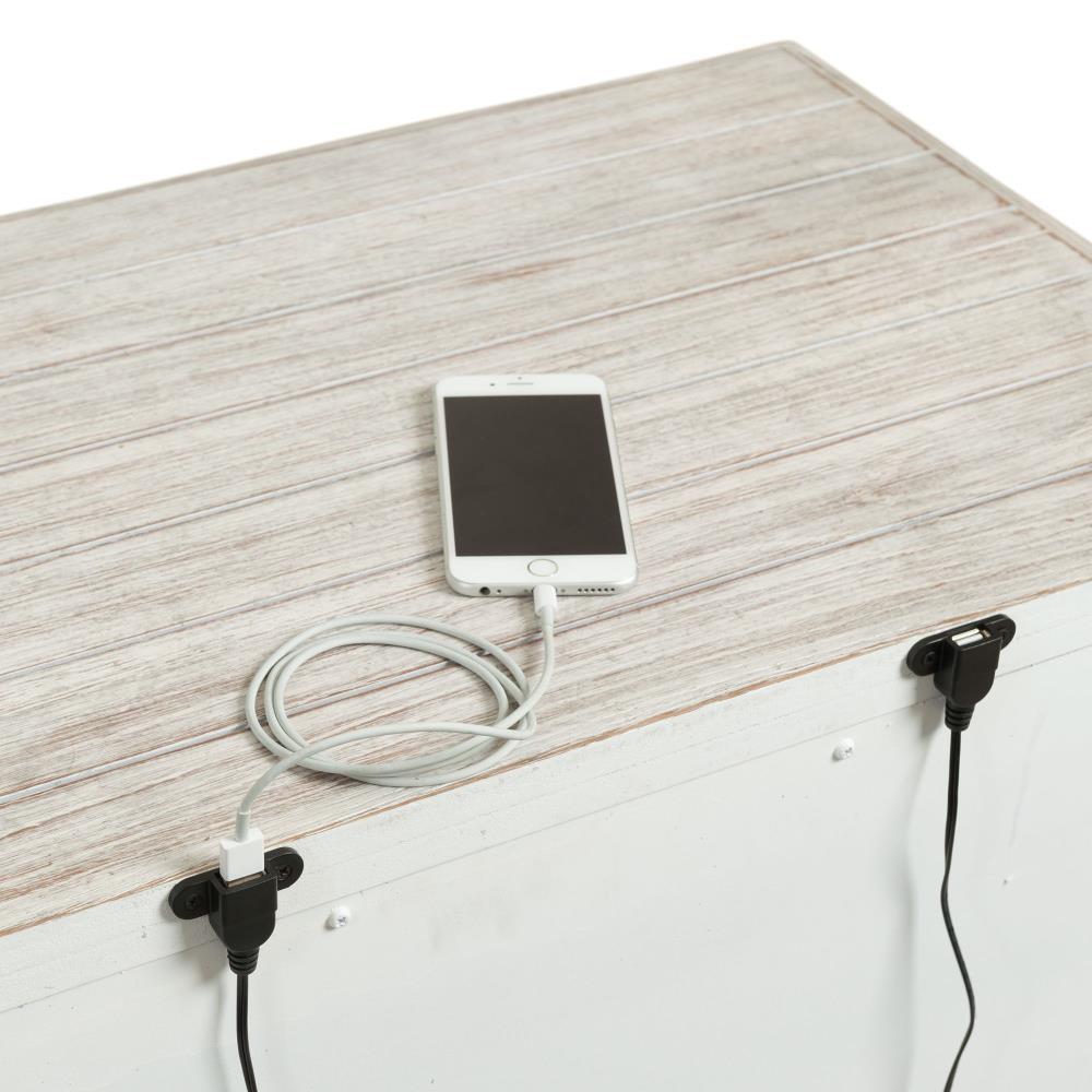 Jack 2 Drawer Nightstand with Usb Ports White - Picket House Furnishings: Farmhouse Style, Hidden Storage, Felt-Lined