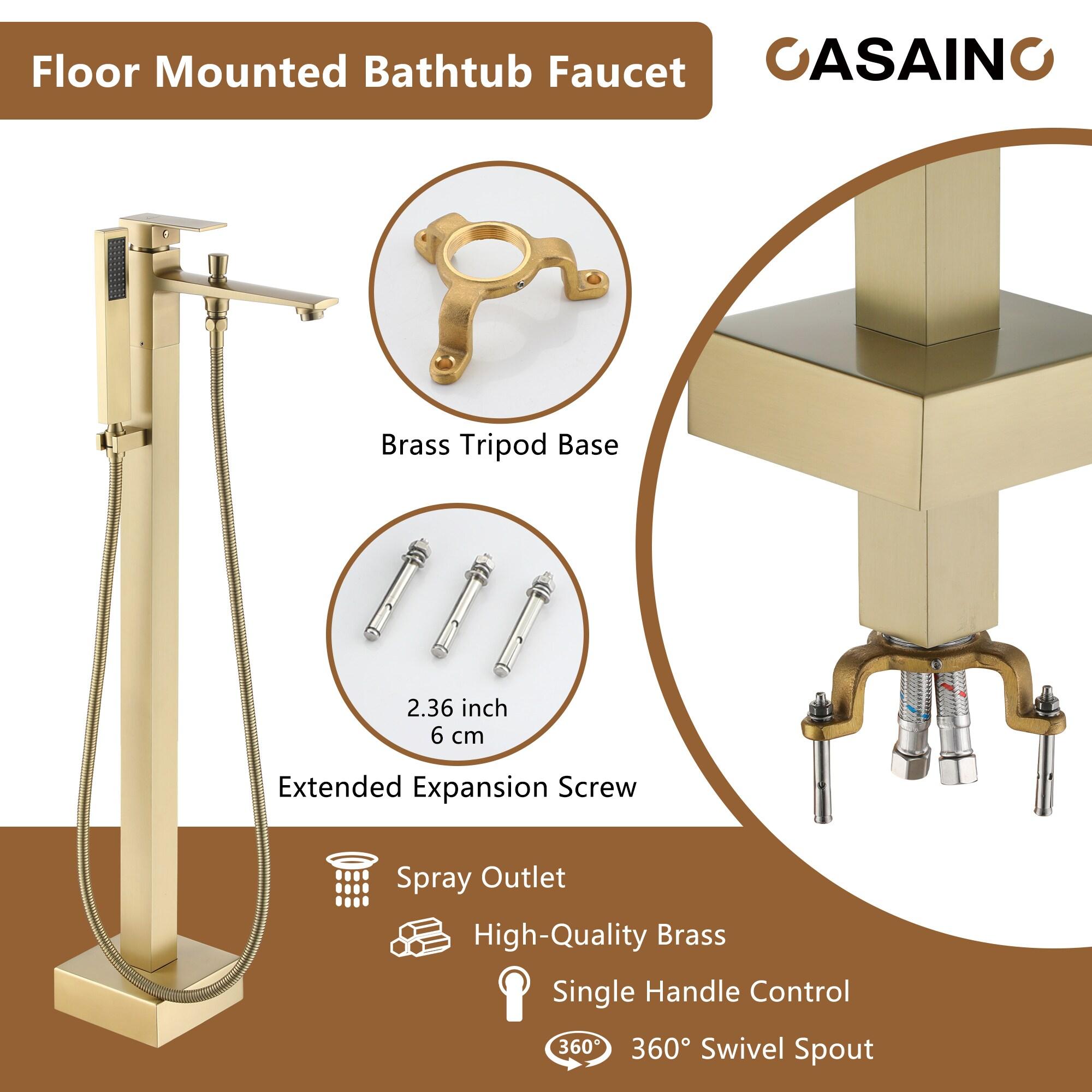 Single Handle Free Standing Bathtub Faucet with Diverter and Handshower