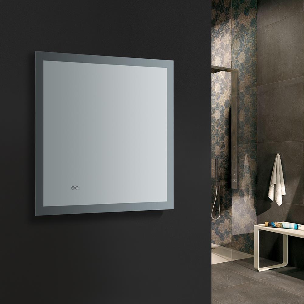 Fresca Angelo 30" Wide x 30" Tall Bathroom Mirror with Halo Style LED Lighting and Defogger