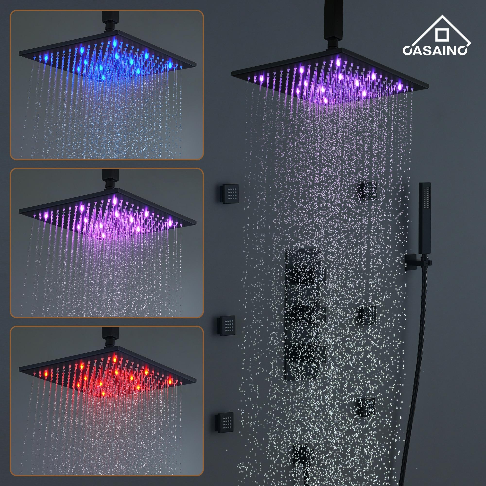 Rainfall Symphony 12inch 3-Function Dual Shower Head Thermostatic Shower System with 3 Sprays Handheld